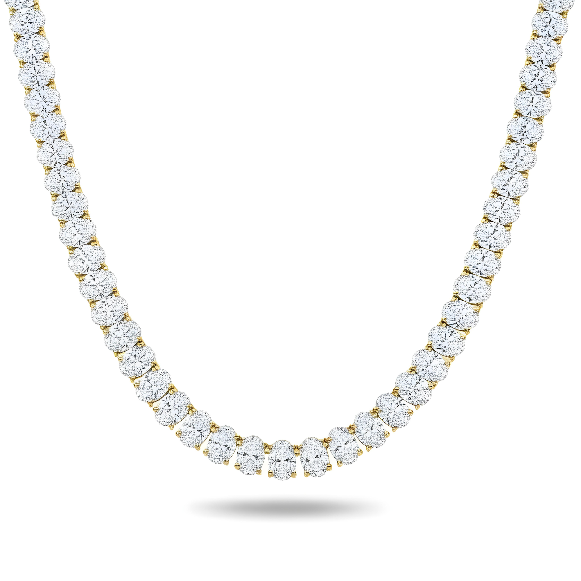 14K White Gold Oval Cut Diamond Tennis Chain 99.50ct