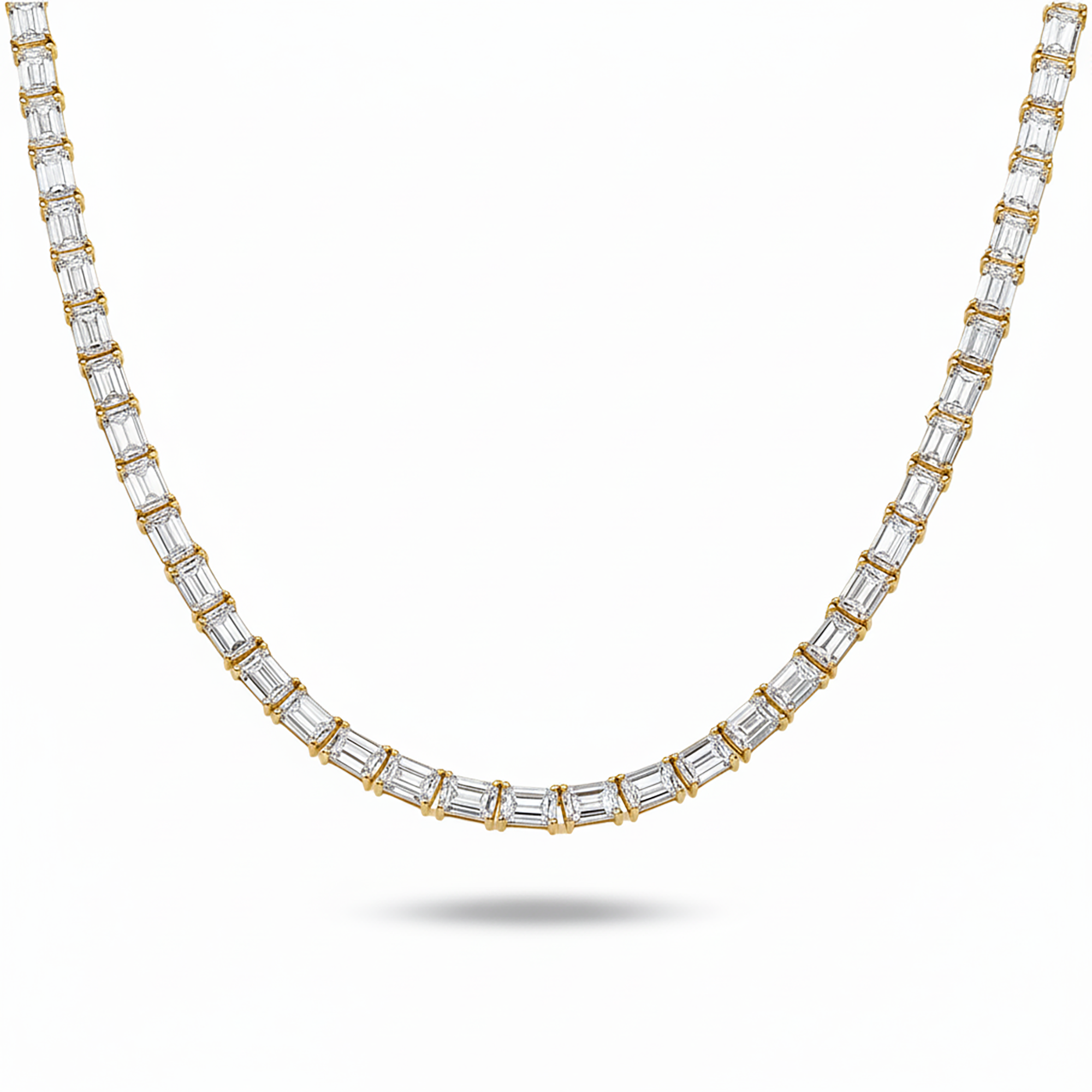 14K White Gold Emerald Cut Diamond Tennis Chain 79.37ct