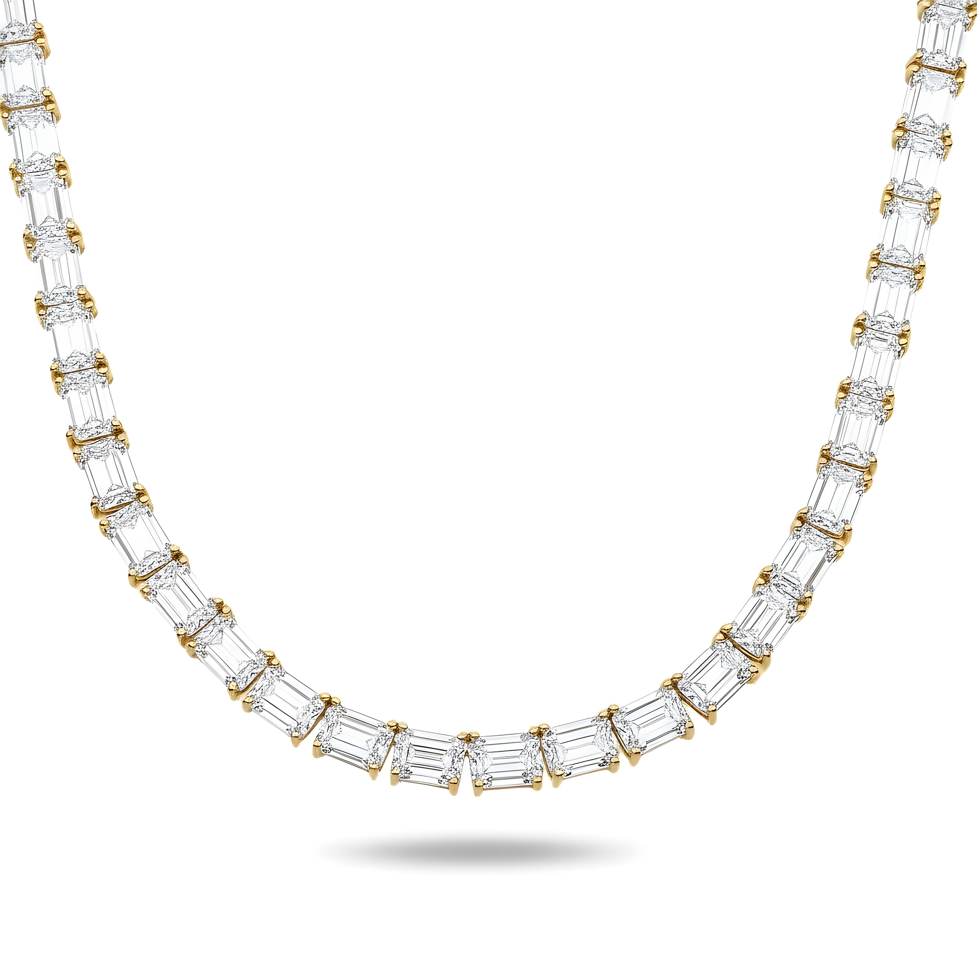 14K Rose Gold Emerald Cut Diamond Tennis Chain 107.97ct
