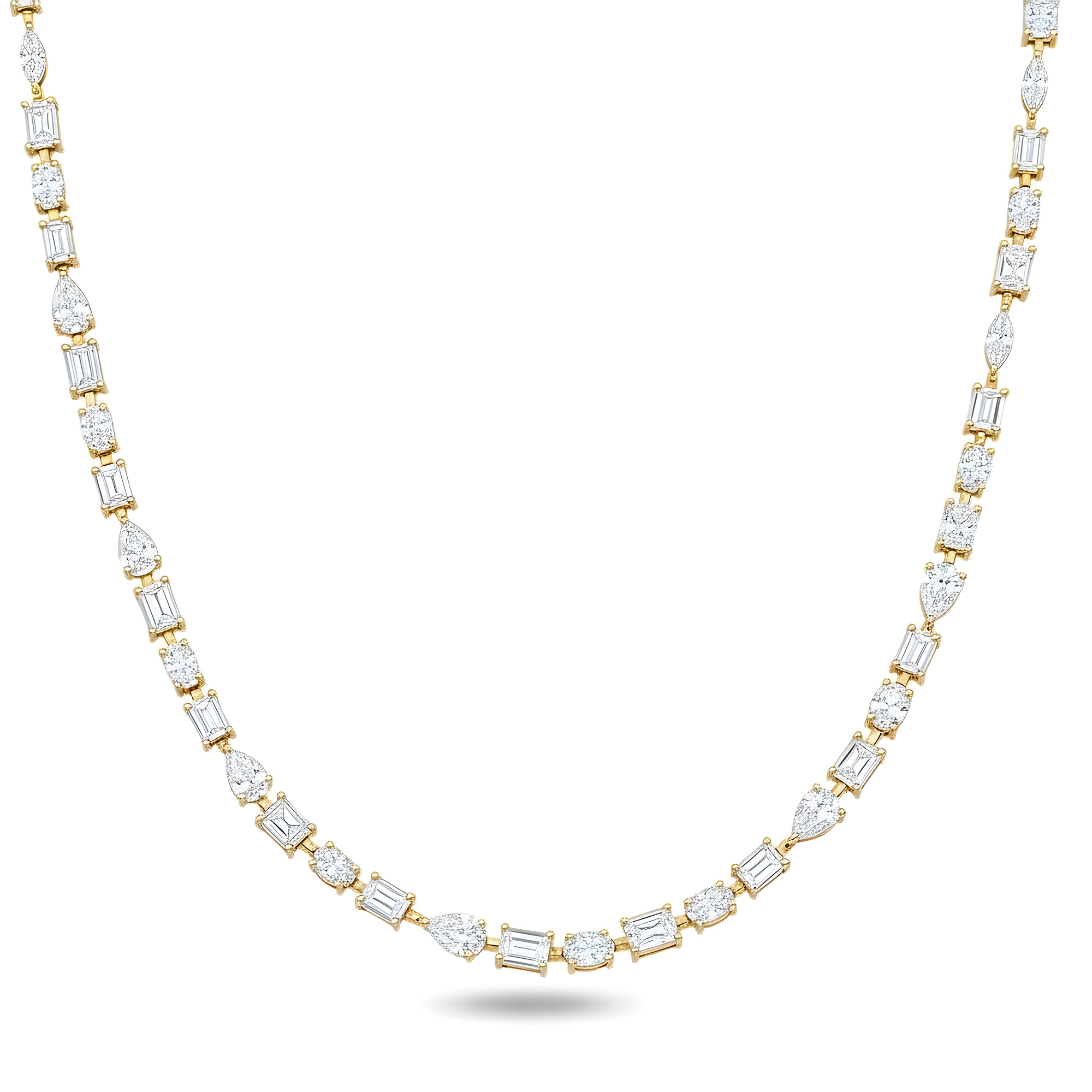 14K Rose Gold Multi Cut Diamond Satellite Necklace 28.19ct