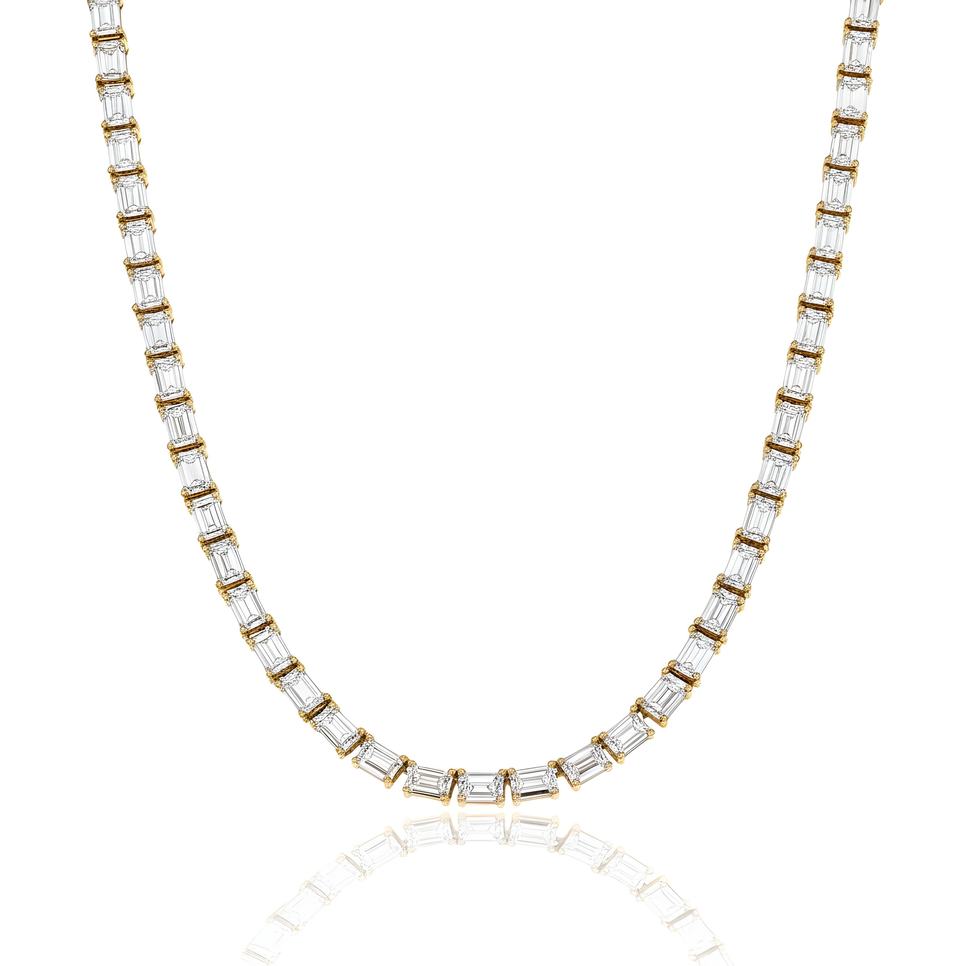 14K Rose Gold Emerald Cut Diamond Chain 110ct