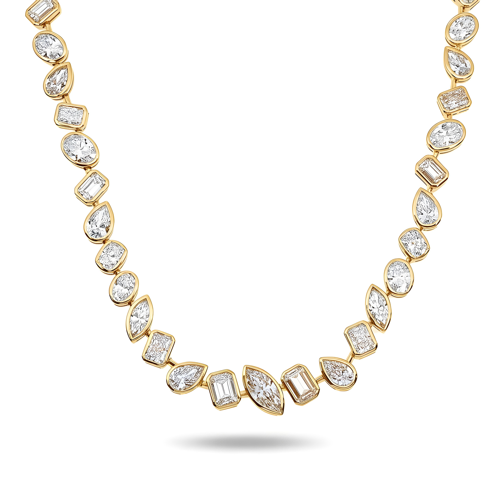 Platinum Bezel Set Multi Cut Diamond Satellite Chain 58.91ct