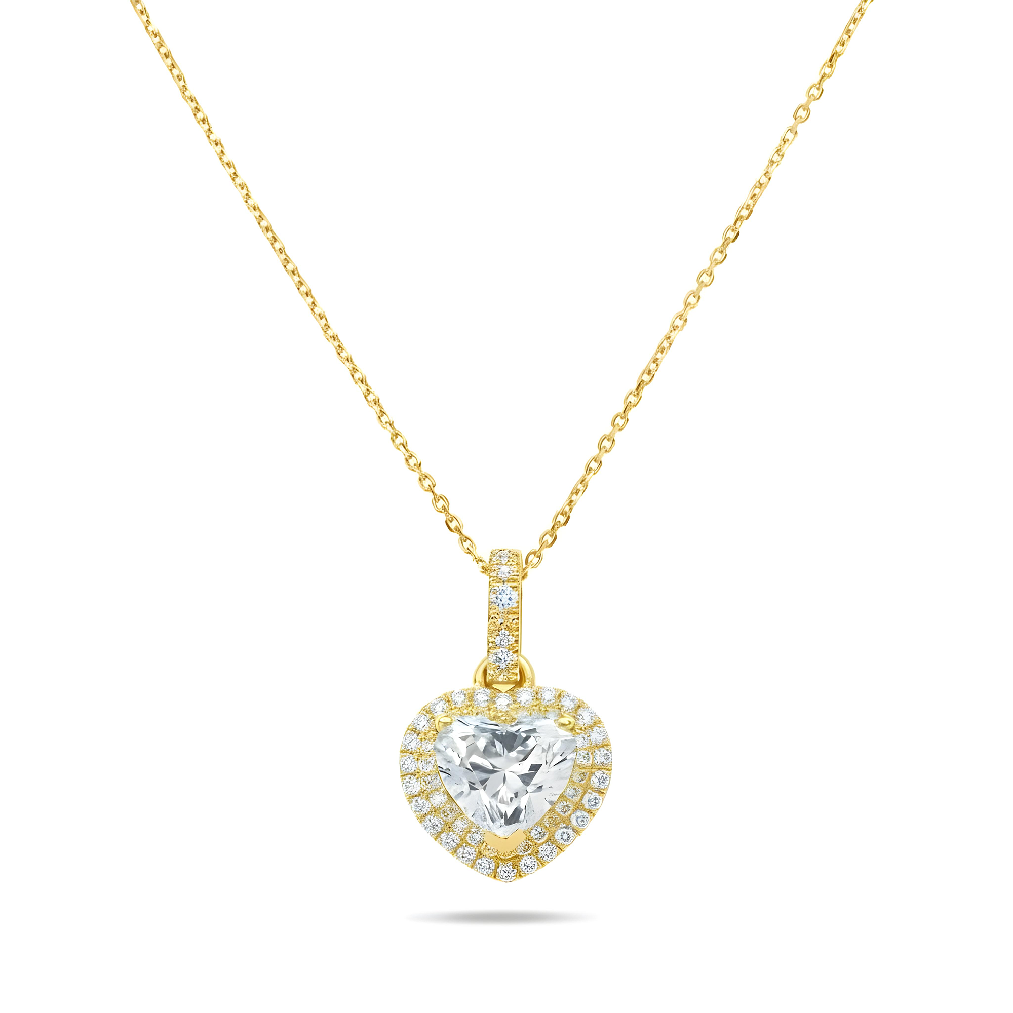 14K & 18K White Gold Heart Cut Diamond Pendant Necklace 3.07ctw