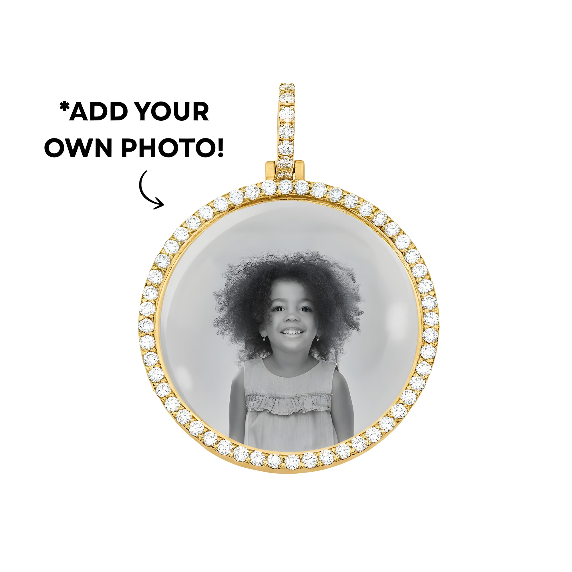 Add Your Own Photo 1.5" - Solid 14K White Gold Diamond Picture Pendant 2.40ct