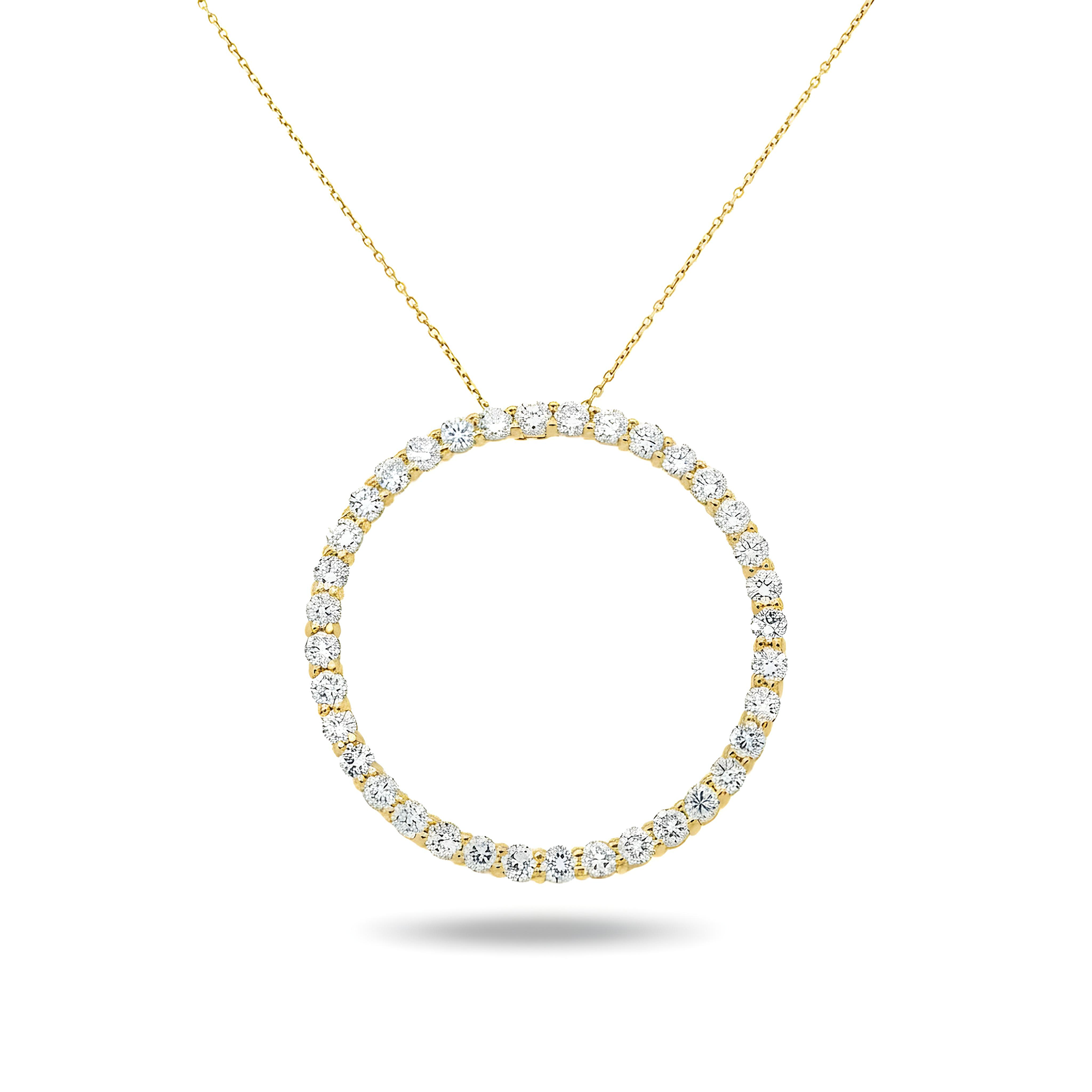 14K White Gold Round Diamond Karma Circle Necklace 6.0ct