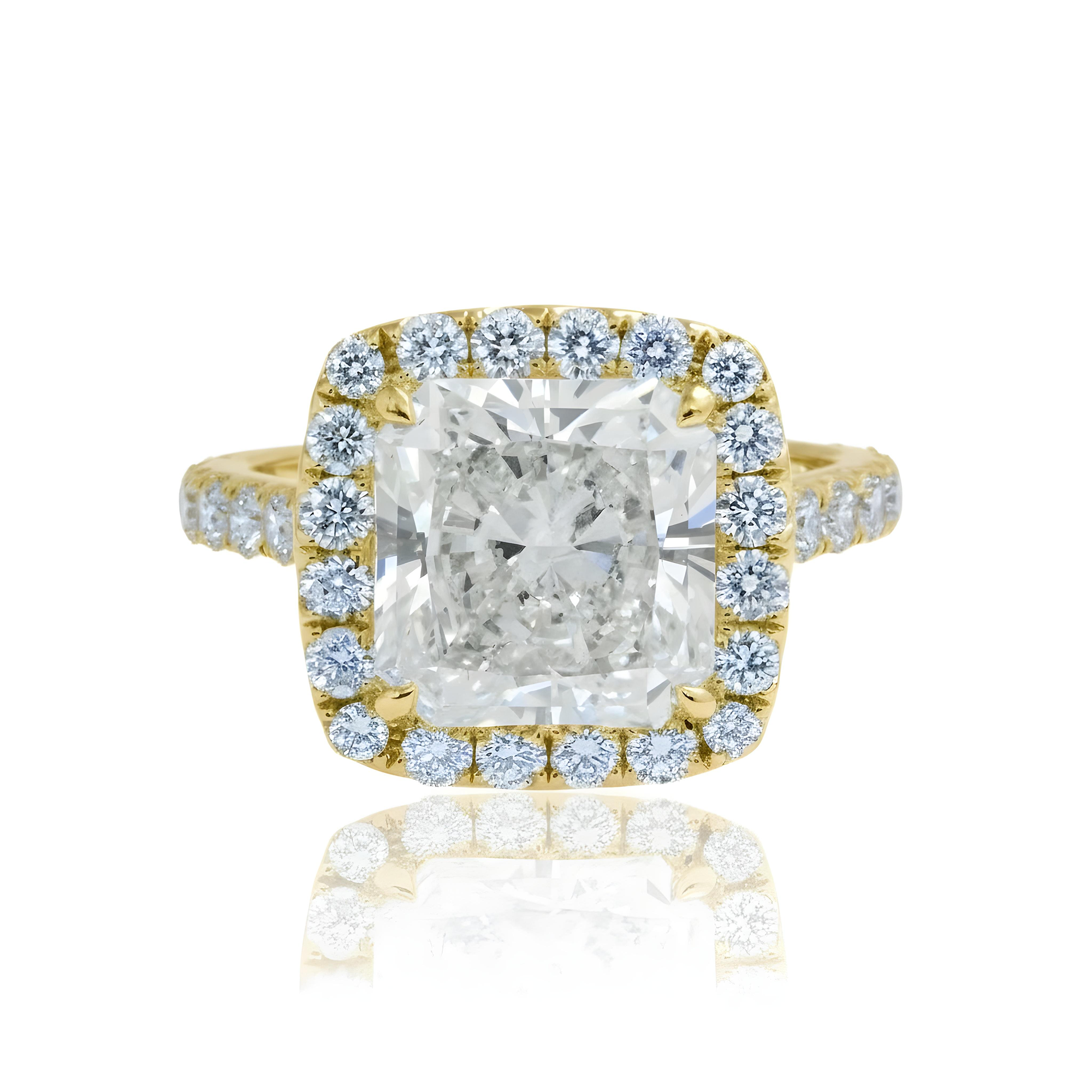 GIA 18K White Gold 5.20ct Square Radiant Cut Diamond Engagement Ring 6.89ctw