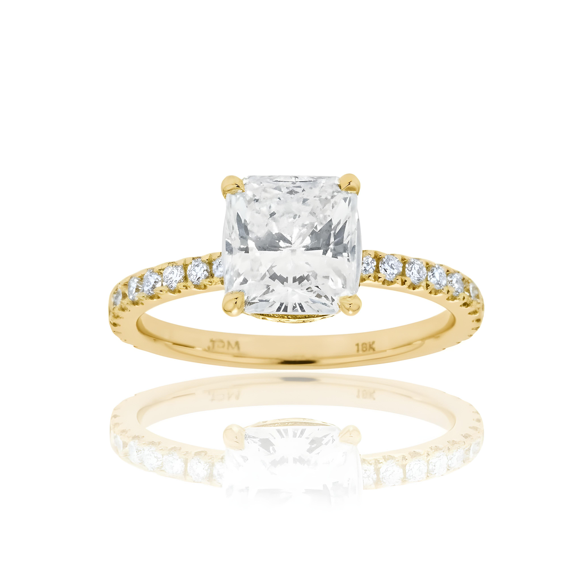 GIA 18K White Gold 2.08ct Cushion Cut Diamond Engagement Ring 2.62ctw