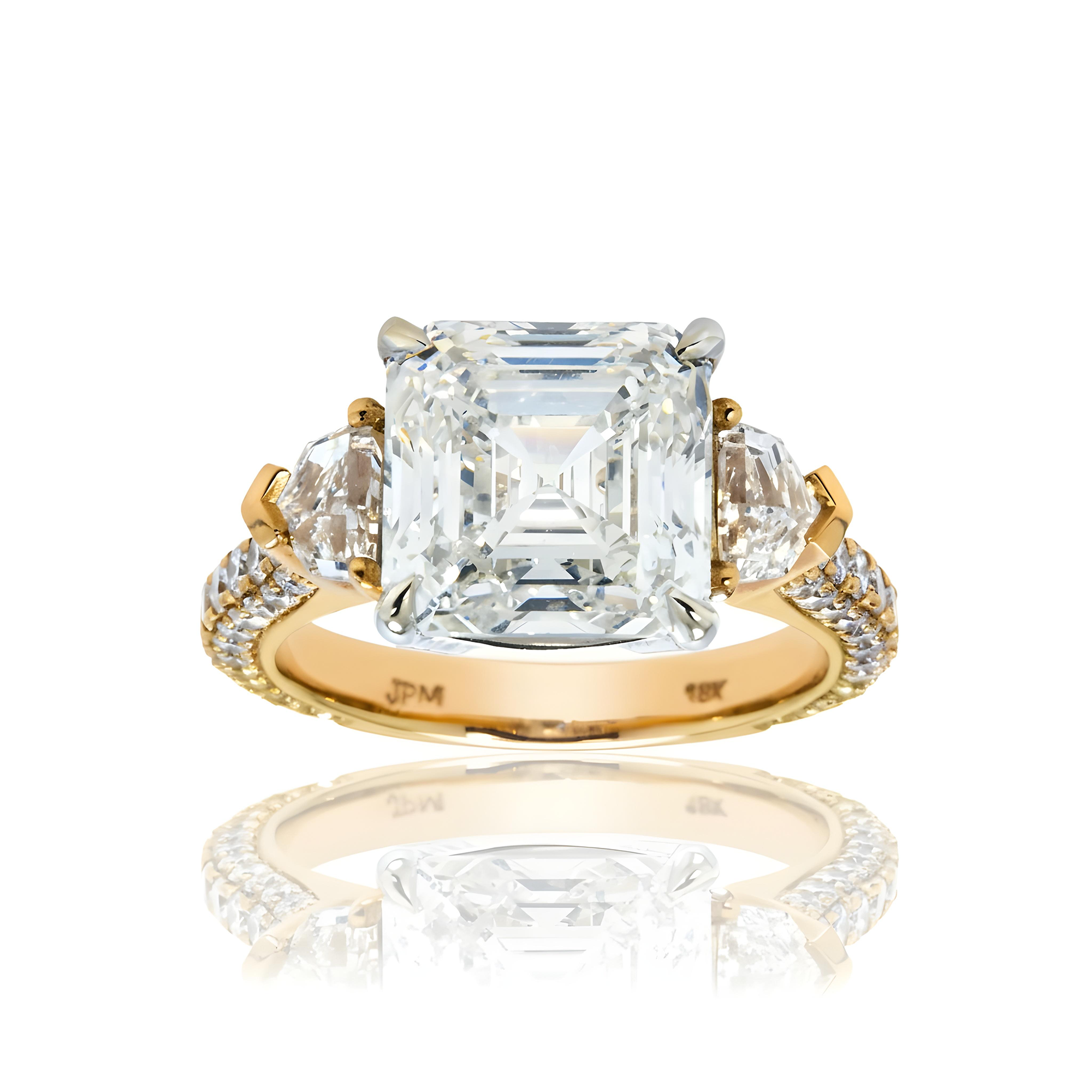 GIA 18K Rose Gold Asscher Cut Diamond Engagement Ring 7.82ctw