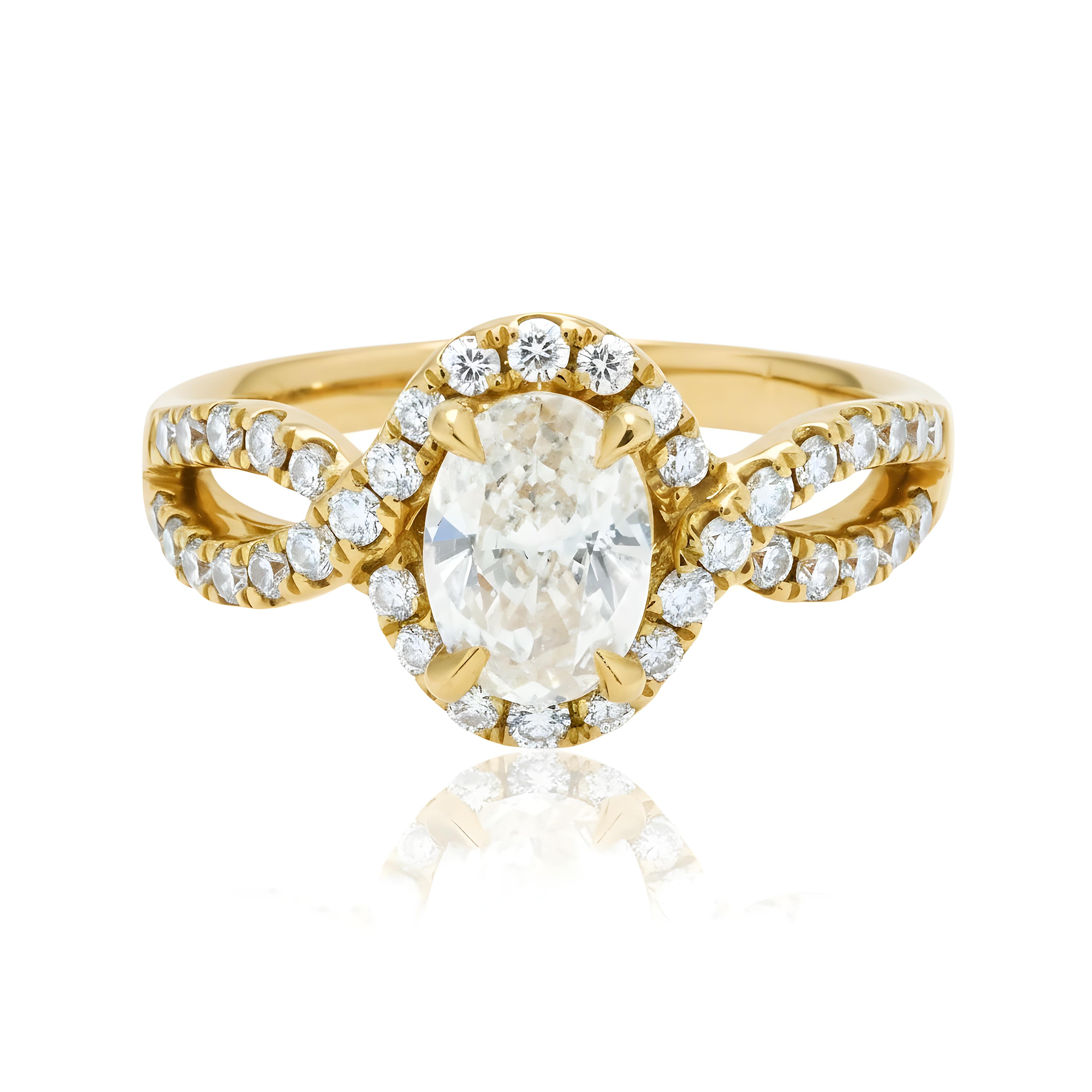 14K Rose Gold 1.02ct Oval Diamond Engagement Ring 1.52ctw