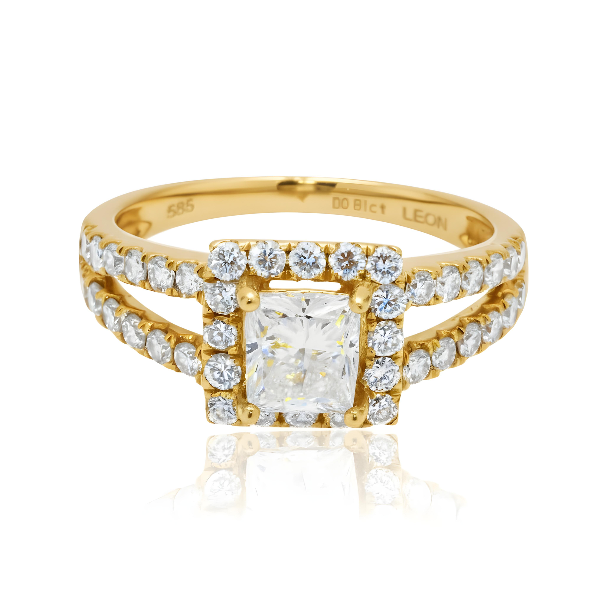 14K Rose Gold 1.0ct Princess Cut Diamond Engagement Ring 1.81ctw
