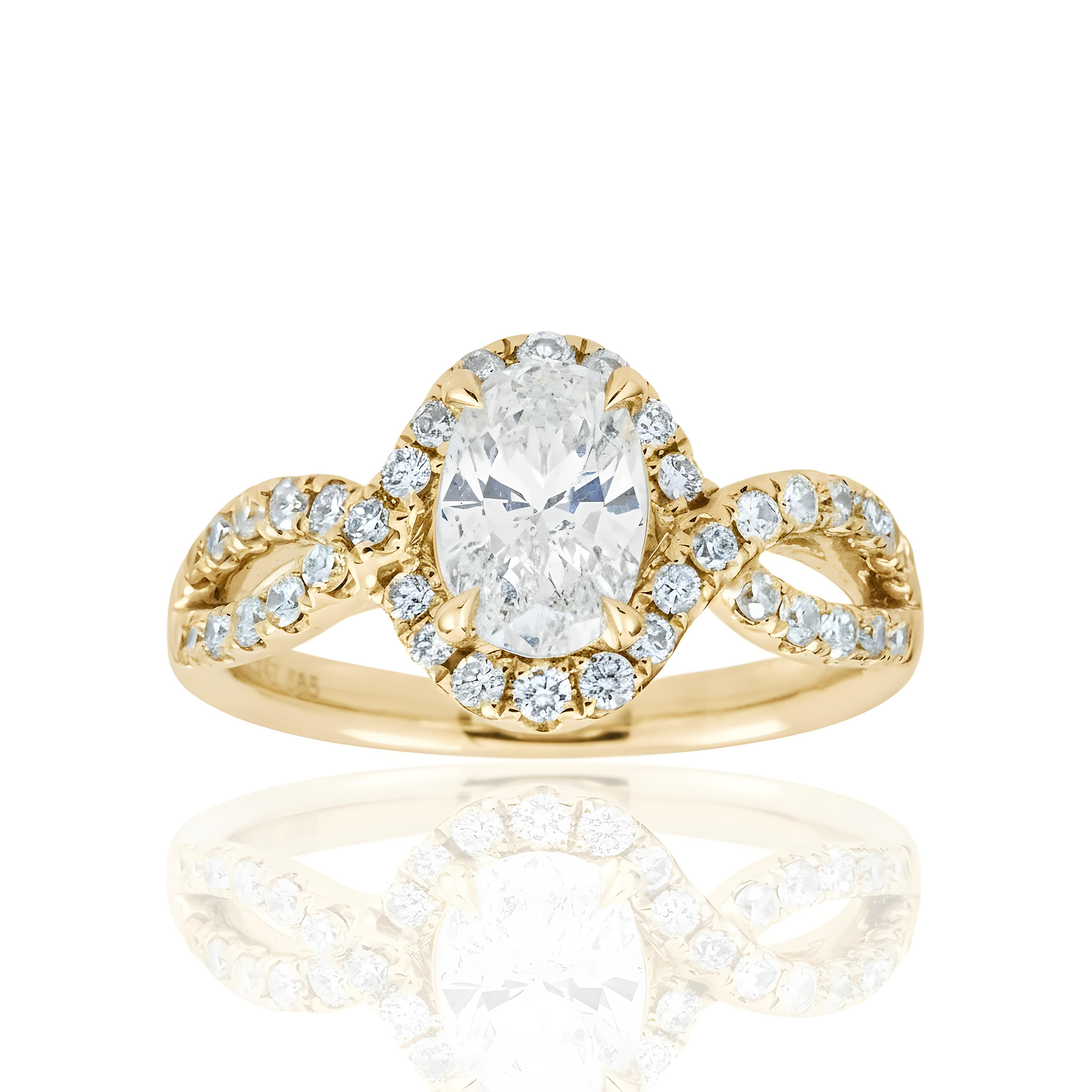 14K White Gold 1.01ct Oval Diamond Engagement Ring 1.50ctw