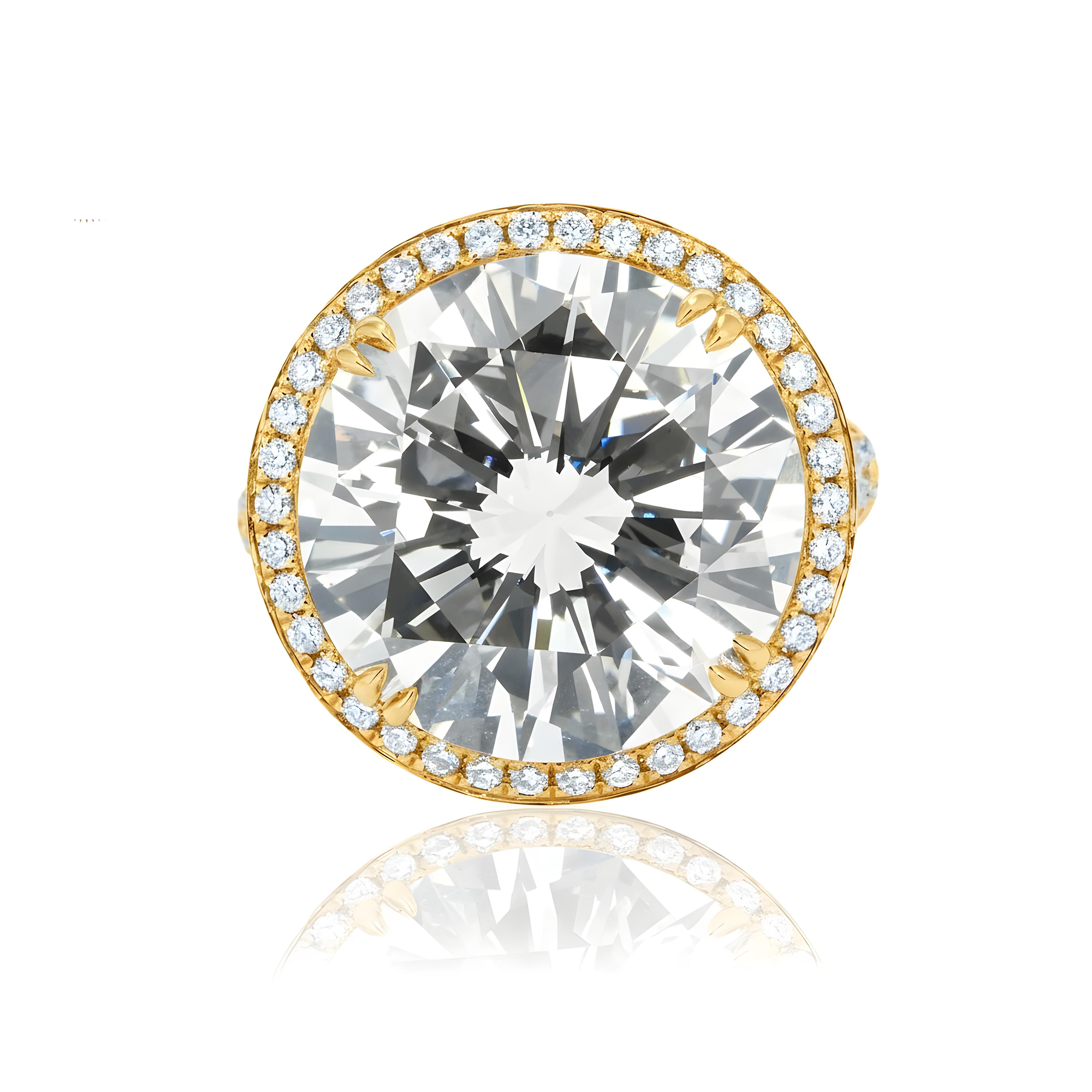 GIA 18K White Gold 14.52ct Round Diamond Engagement Ring 15.87ctw