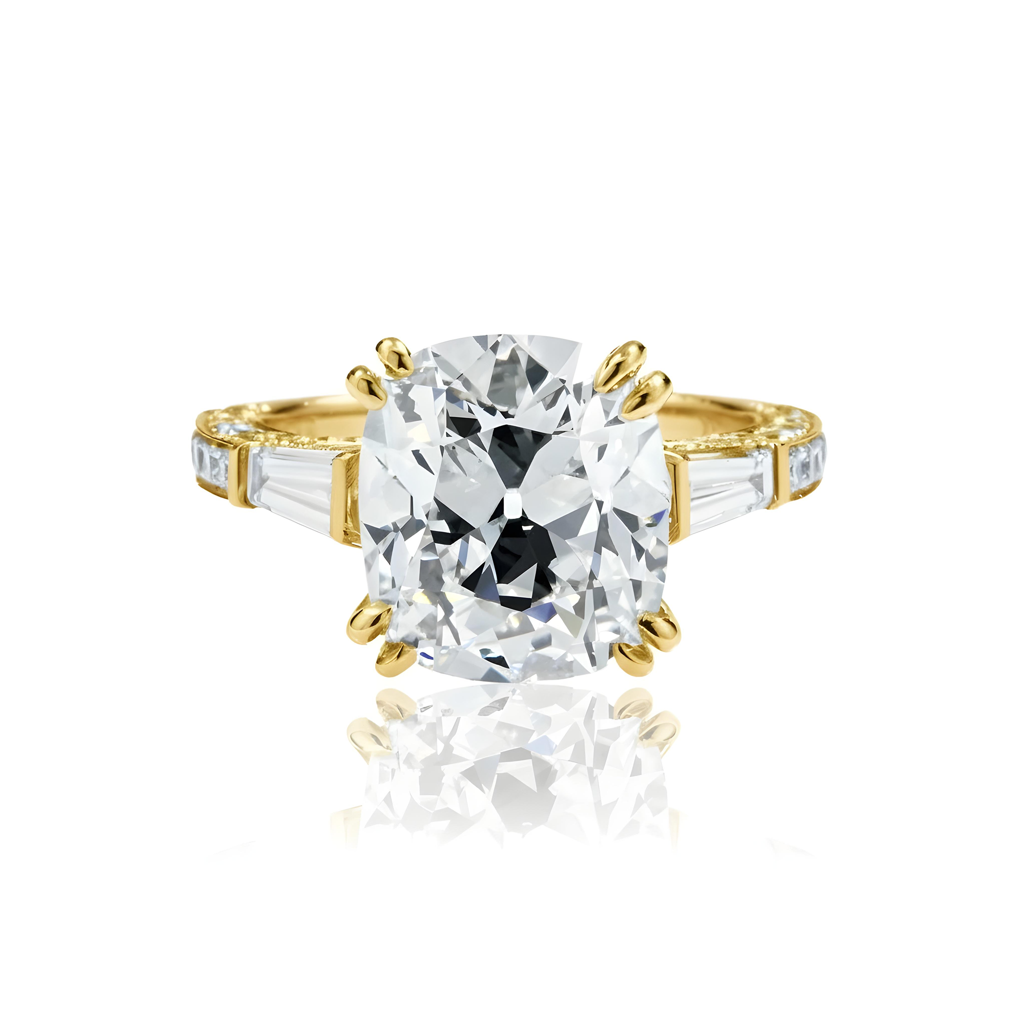 GIA 18K White Gold 5.83ct Cushion Cut Triple Diamond Engagement Ring 7.33ctw