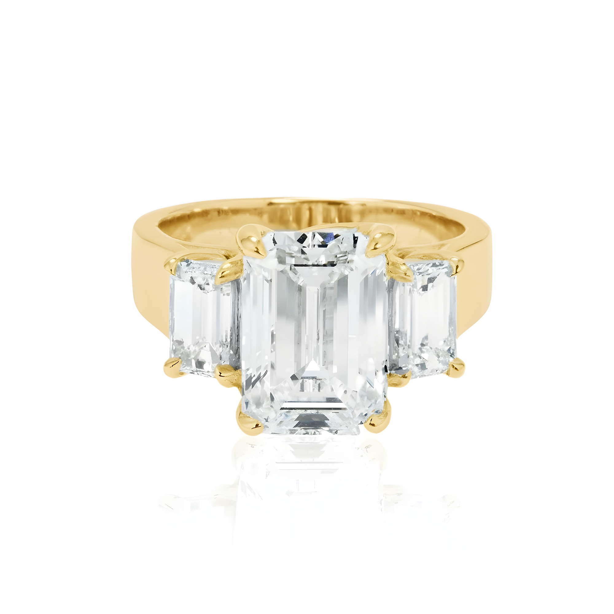 GIA 18K White Gold 4.02ct Emerald Cut Diamond Engagement Ring 5.10ctw