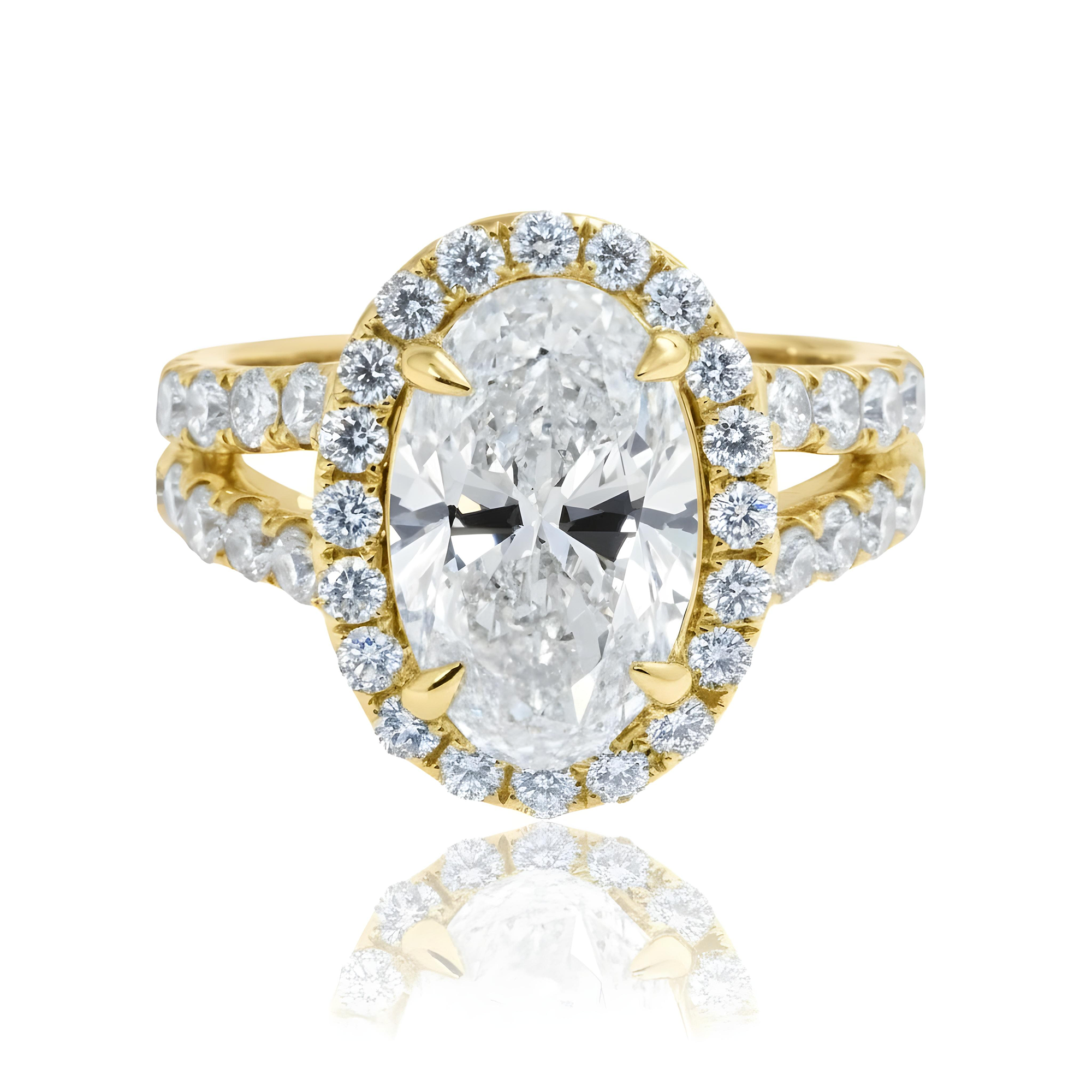 GIA 18K White Gold 4ct Oval Cut Diamond Engagement Ring 5.93ctw