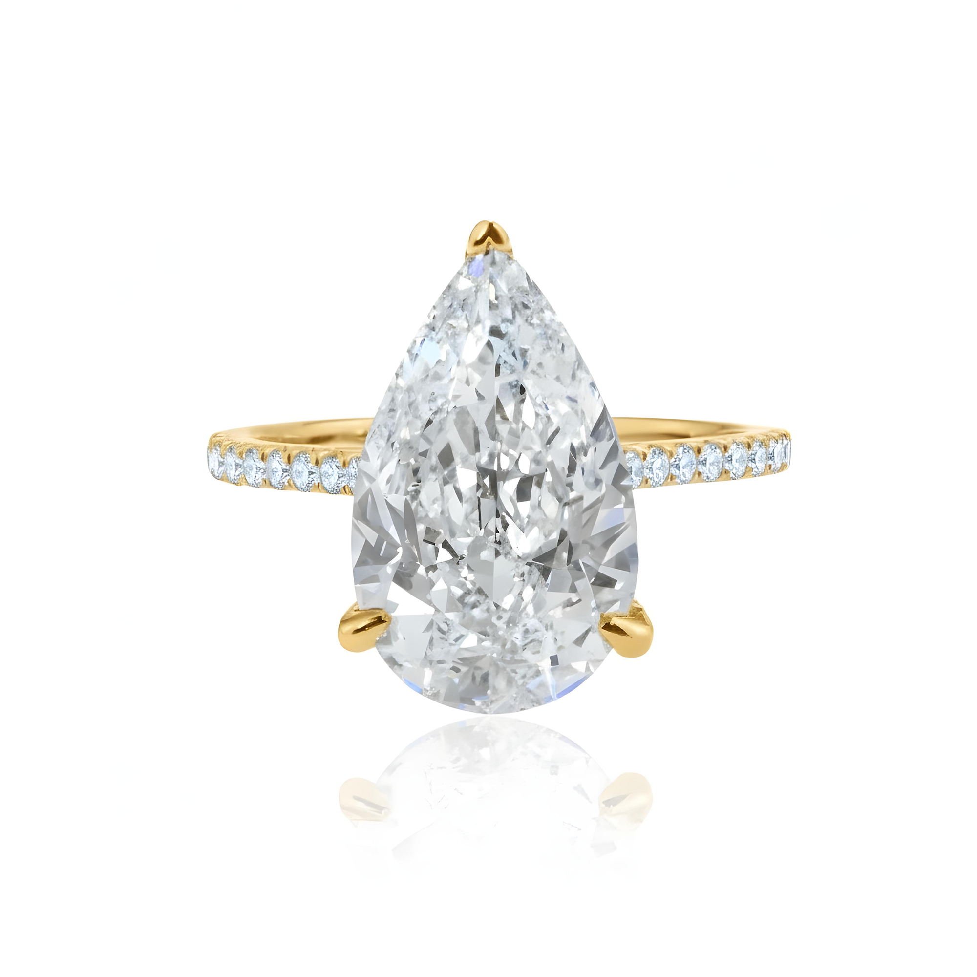GIA 18K White Gold 5.41ct Pear Cut Diamond Engagement Ring 5.83ctw