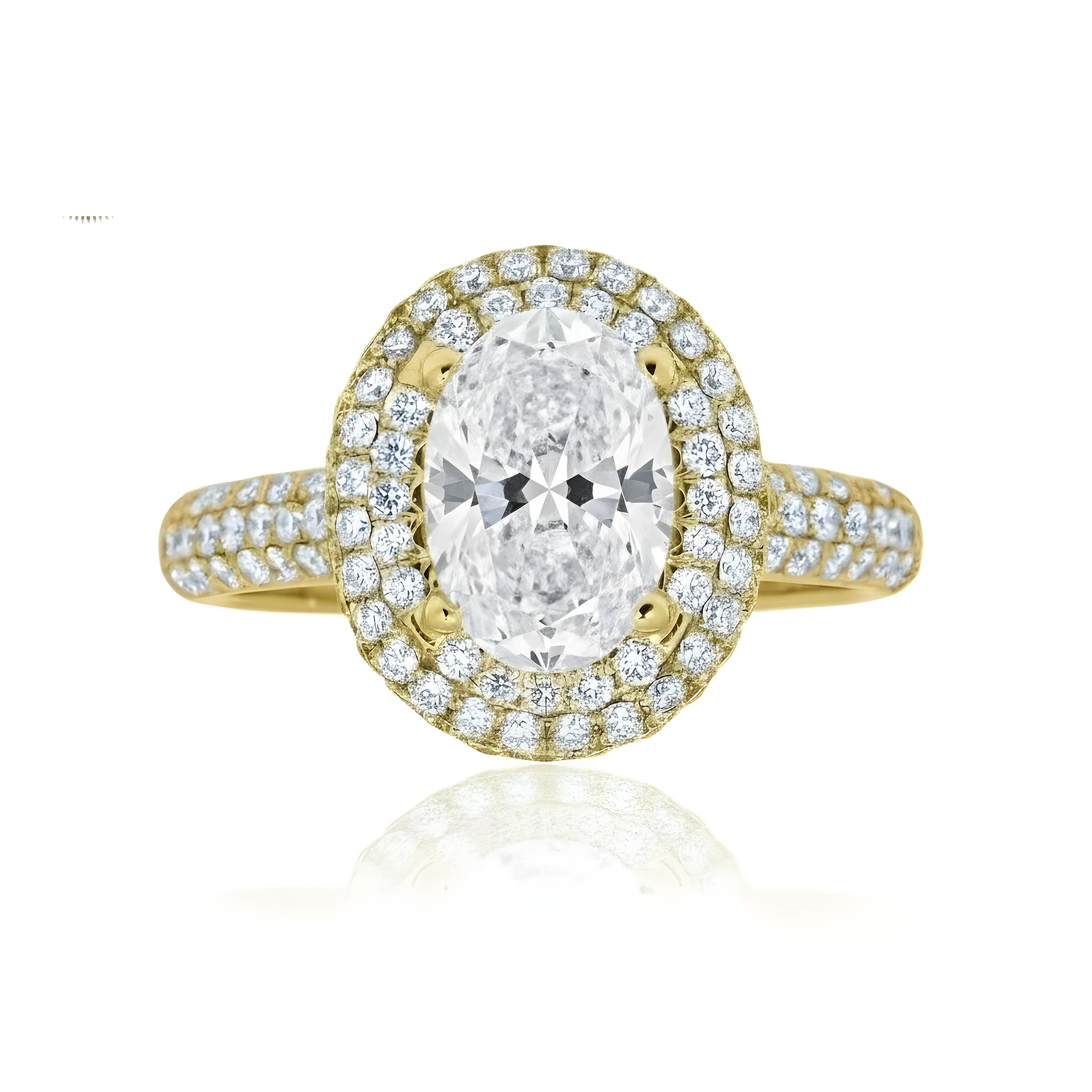GIA 18K White Gold 1.52 Oval Cut Diamond Engagement Ring 2.58ctw