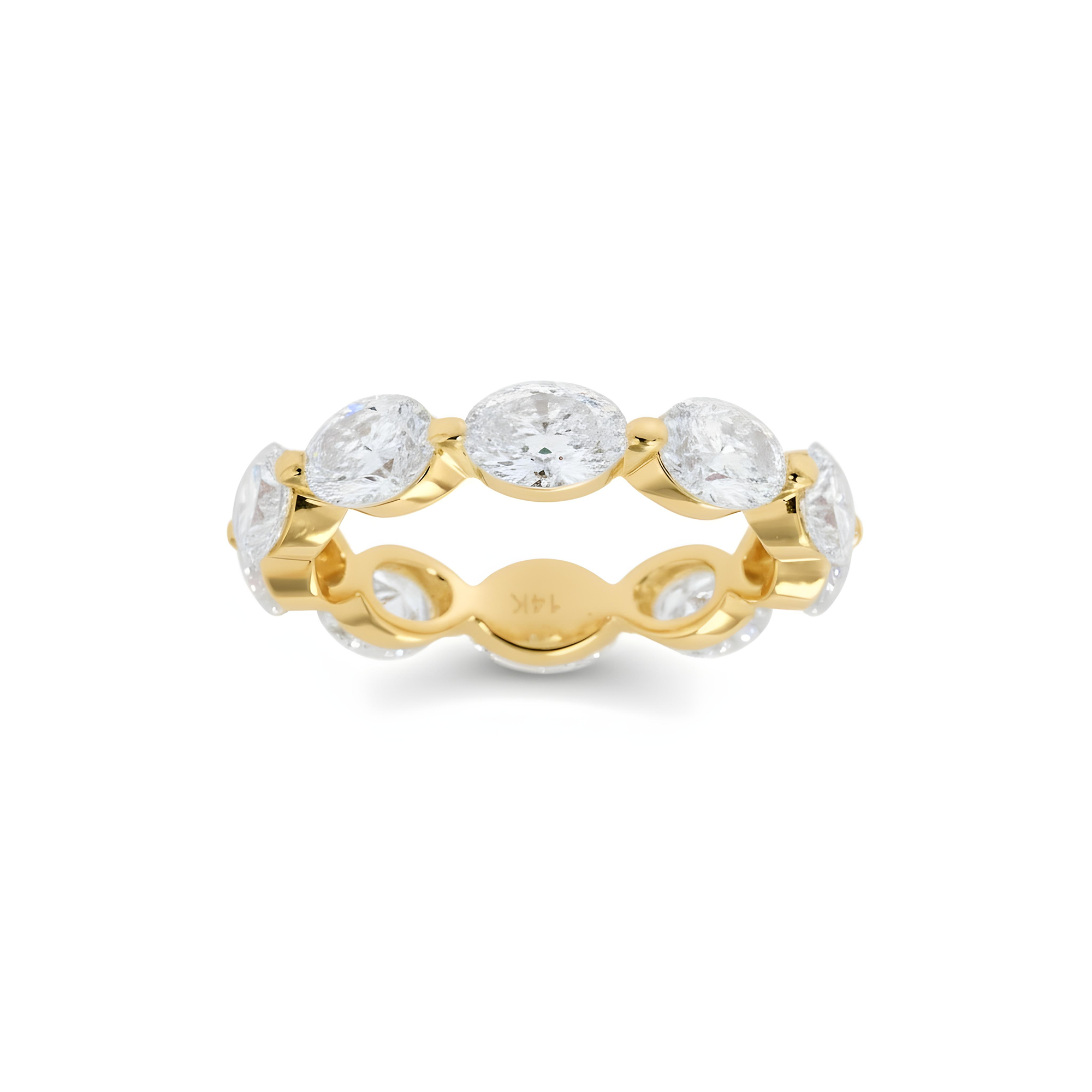 14K White Gold Oval Cut Diamond Satellite Eternity Ring 4.25ct (size 5.75)