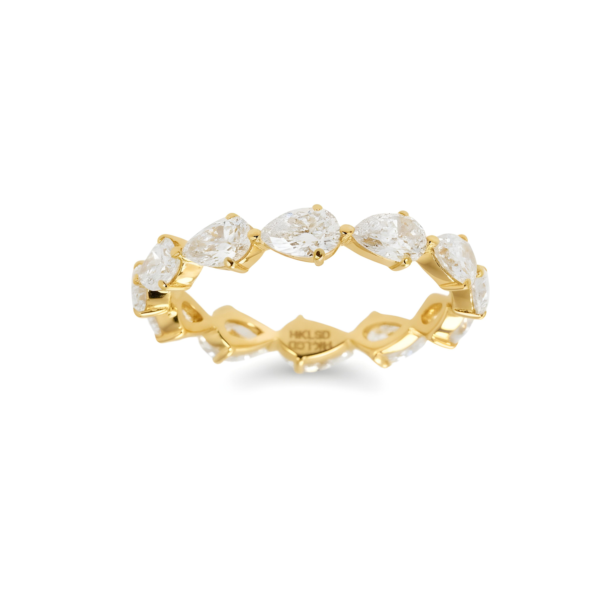 14K White Gold Pear Cut Diamond Eternity Ring 2.20ct (size 6-8)