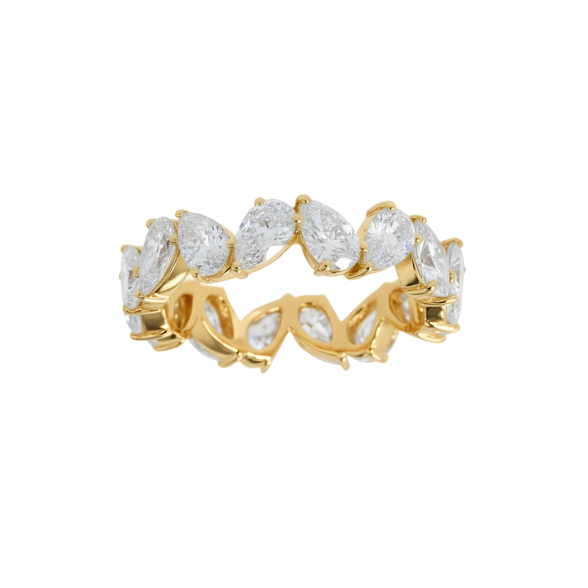 14K White Gold Pear Cut Diamond Eternity Ring 3.56ct (size 6.5)