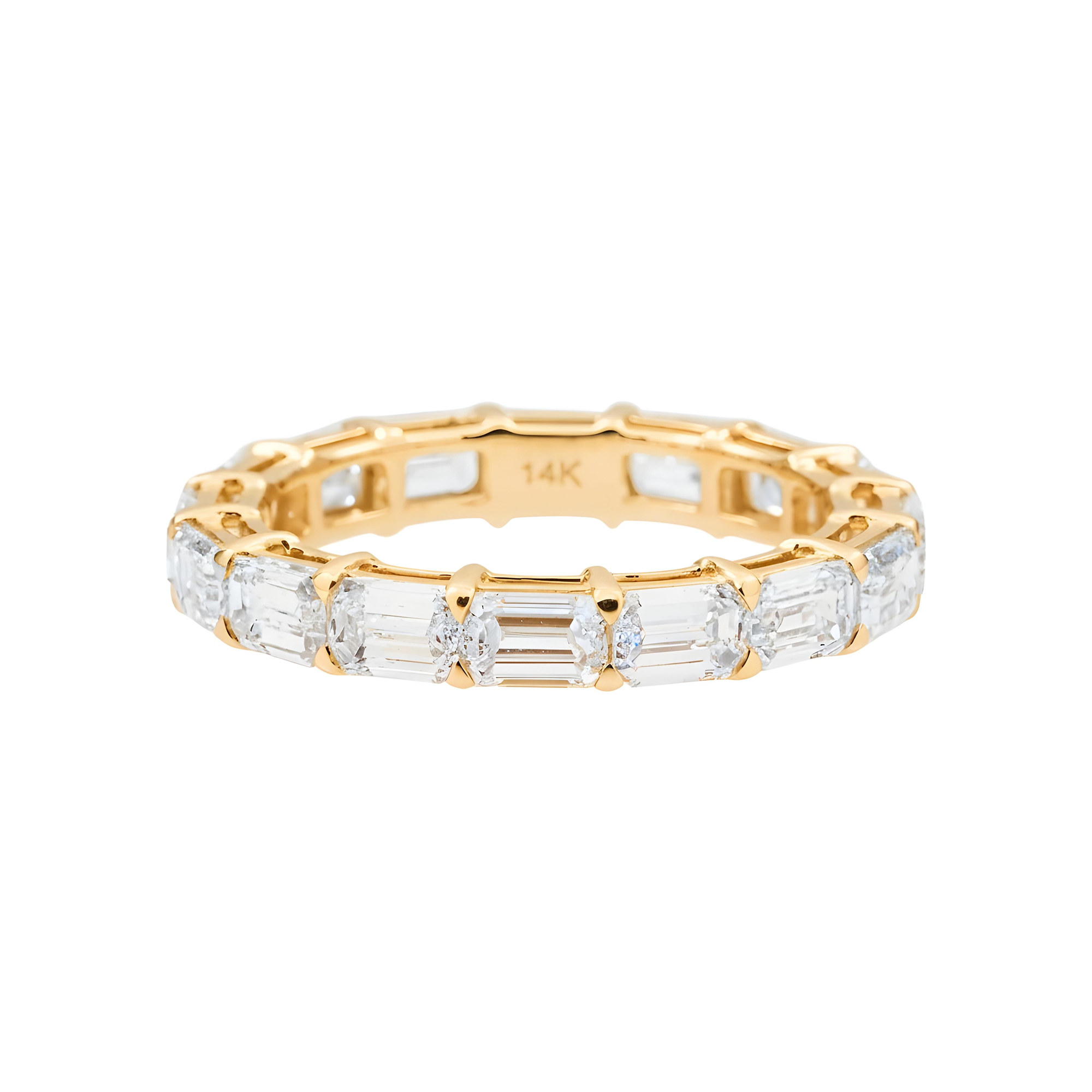 14K White Gold Emerald Cut Diamond Eternity Ring 3.49ct (Size 6.5)