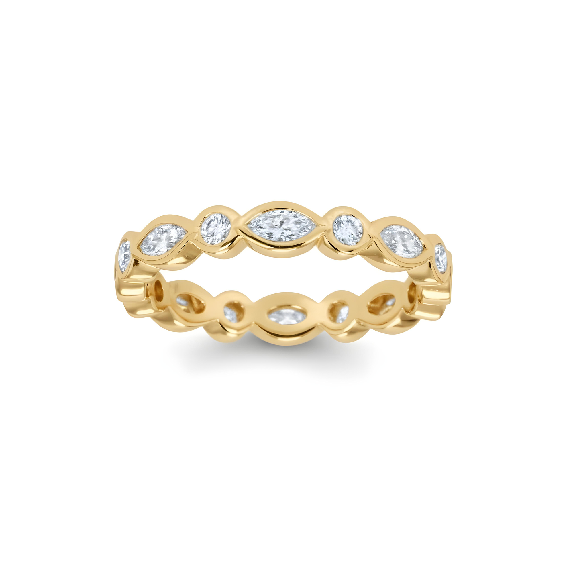 14K White Gold Marquise & Round Diamond Eternity Ring 0.80ct (size 6.25)