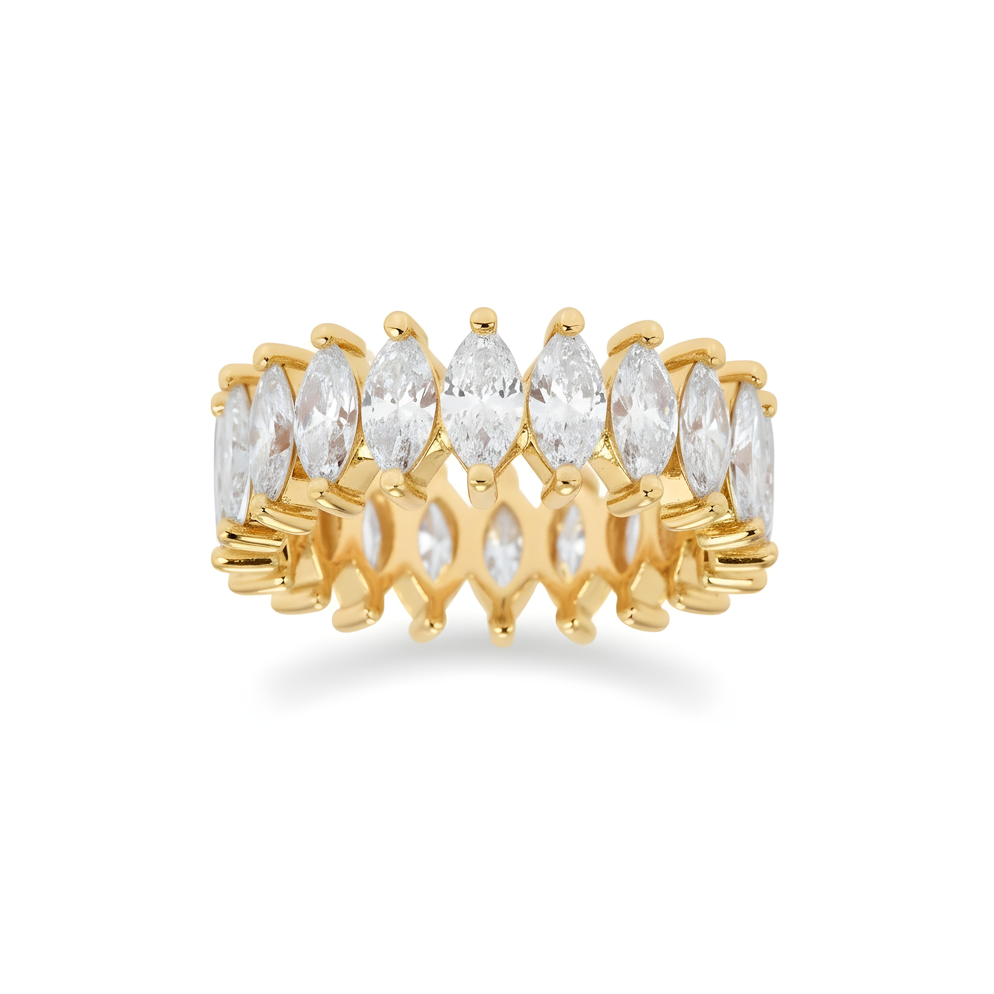 14K White Gold Marquise Cut Diamond Eternity Ring 4.39ct (size 6-7.5)