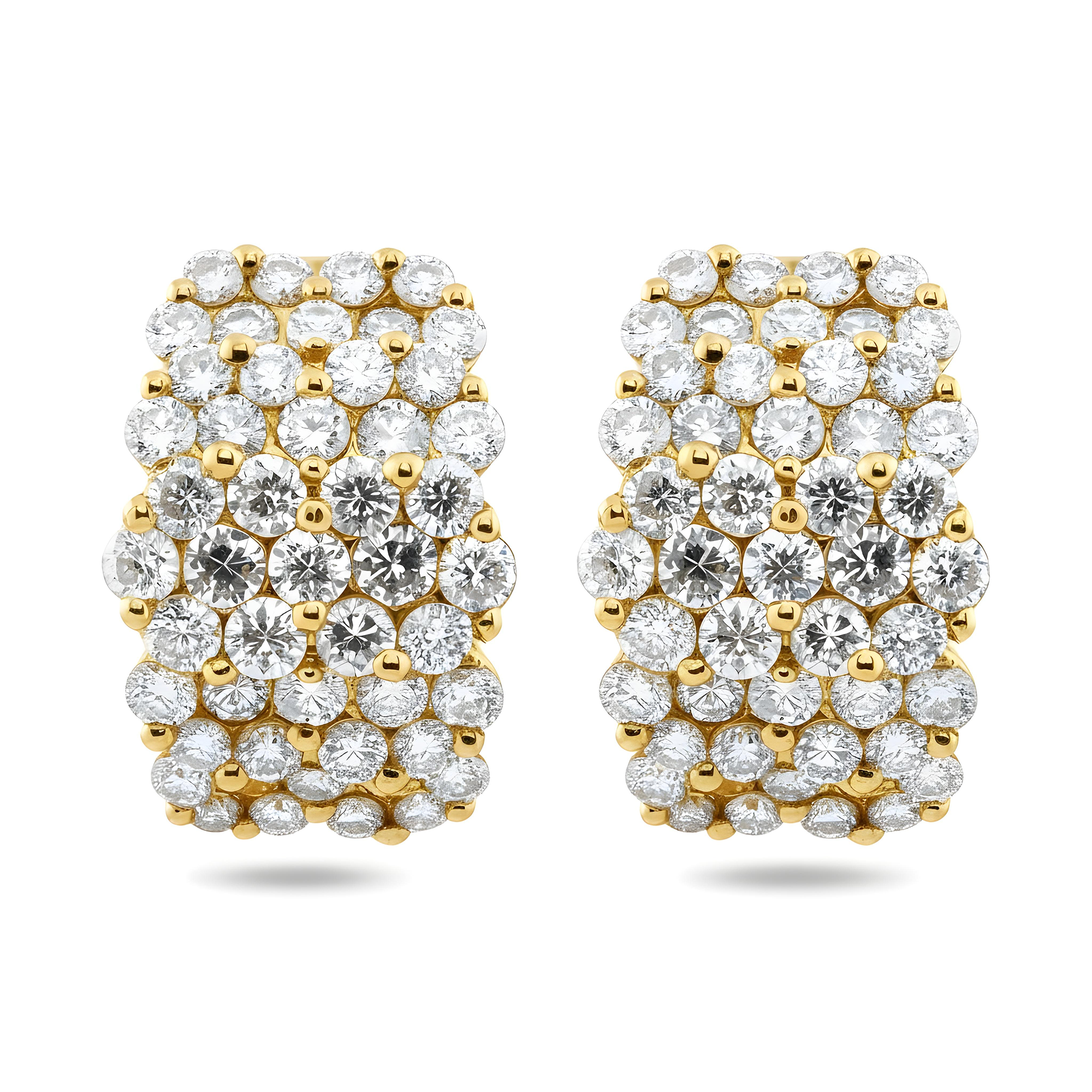 14K White Gold Five Row Round Diamond Hoop Earrings 4.81ctw