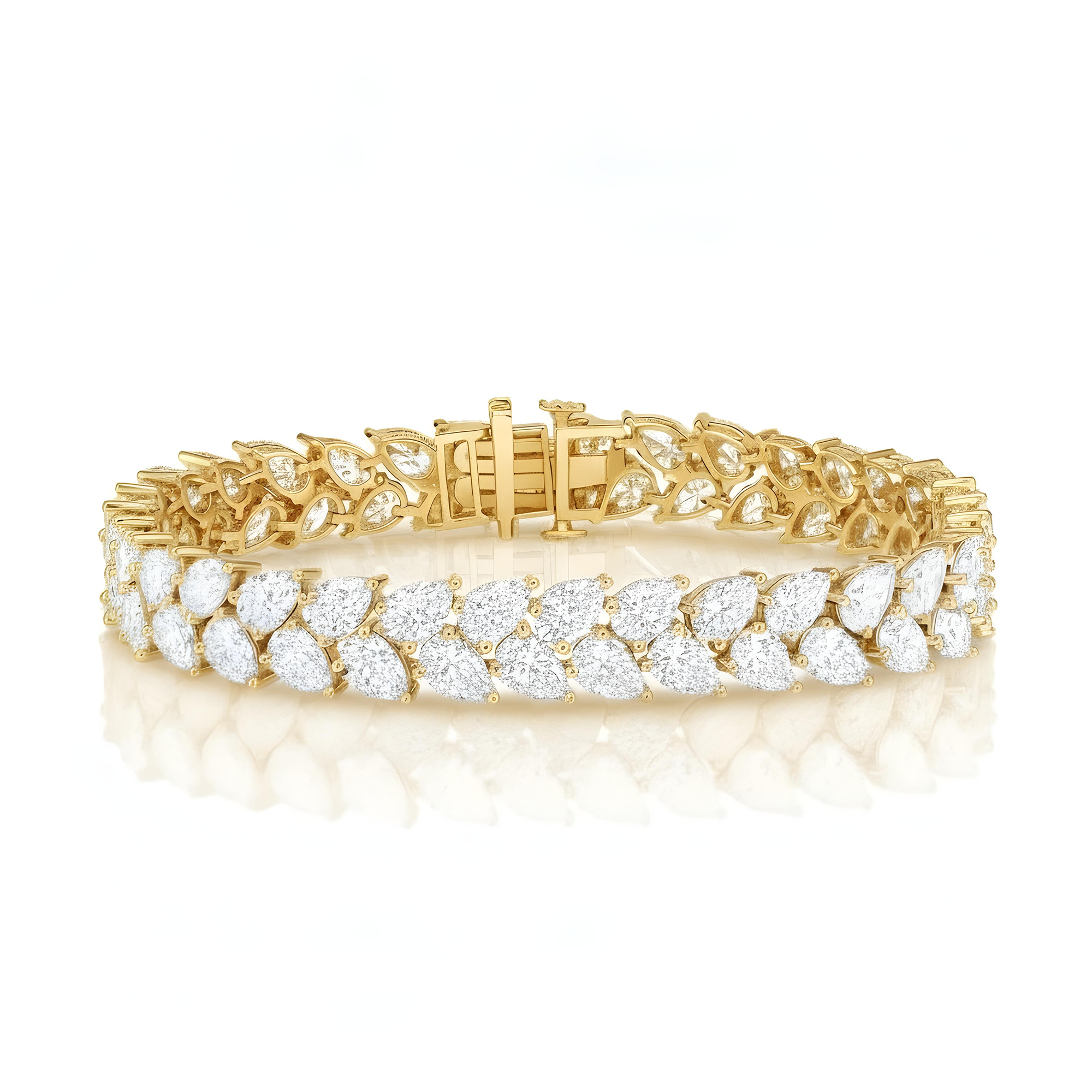 14K White Gold Pear Cut Diamond Bracelet 22.45ct