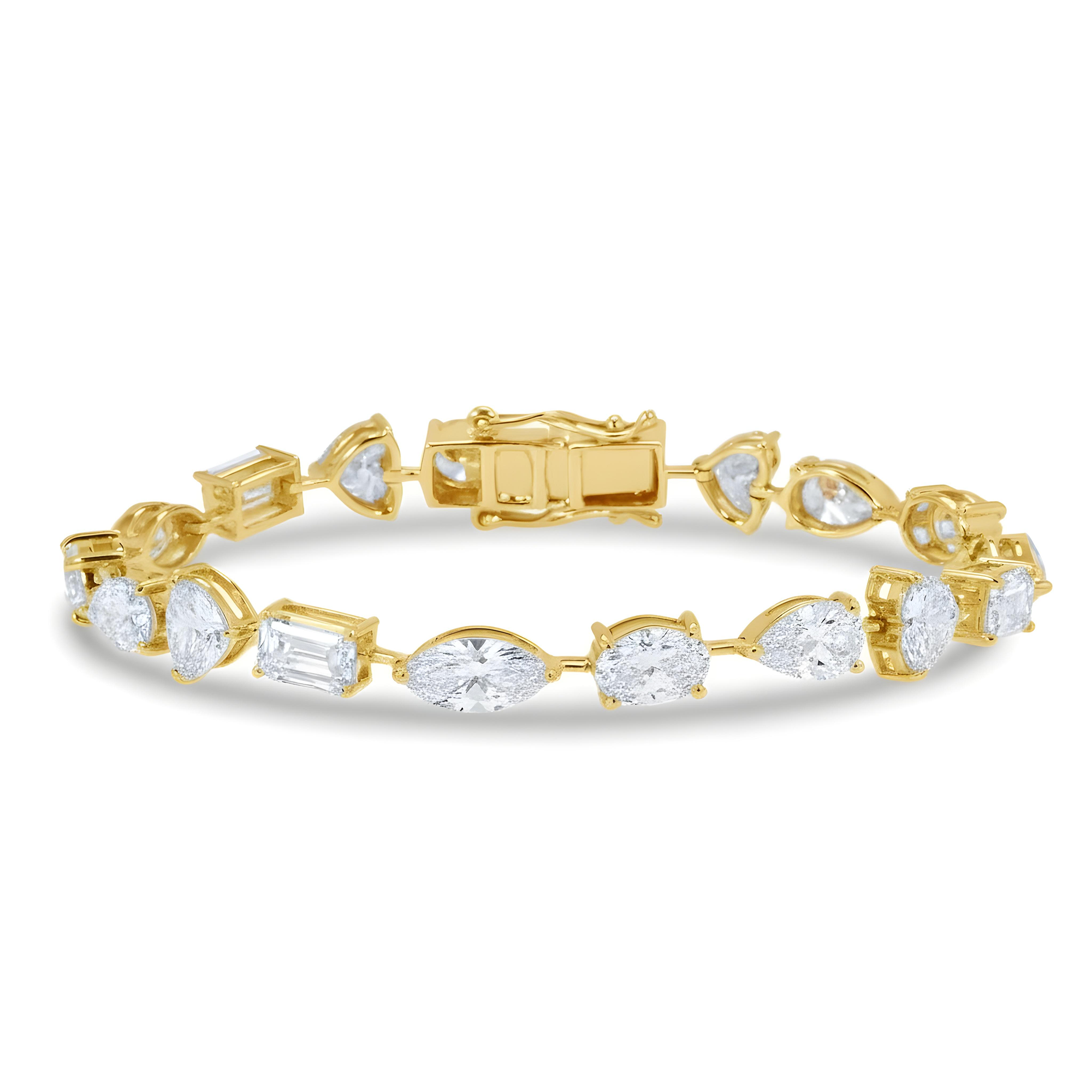 14K White Gold Combination Cut Diamond Satellite Bracelet 18.43ct
