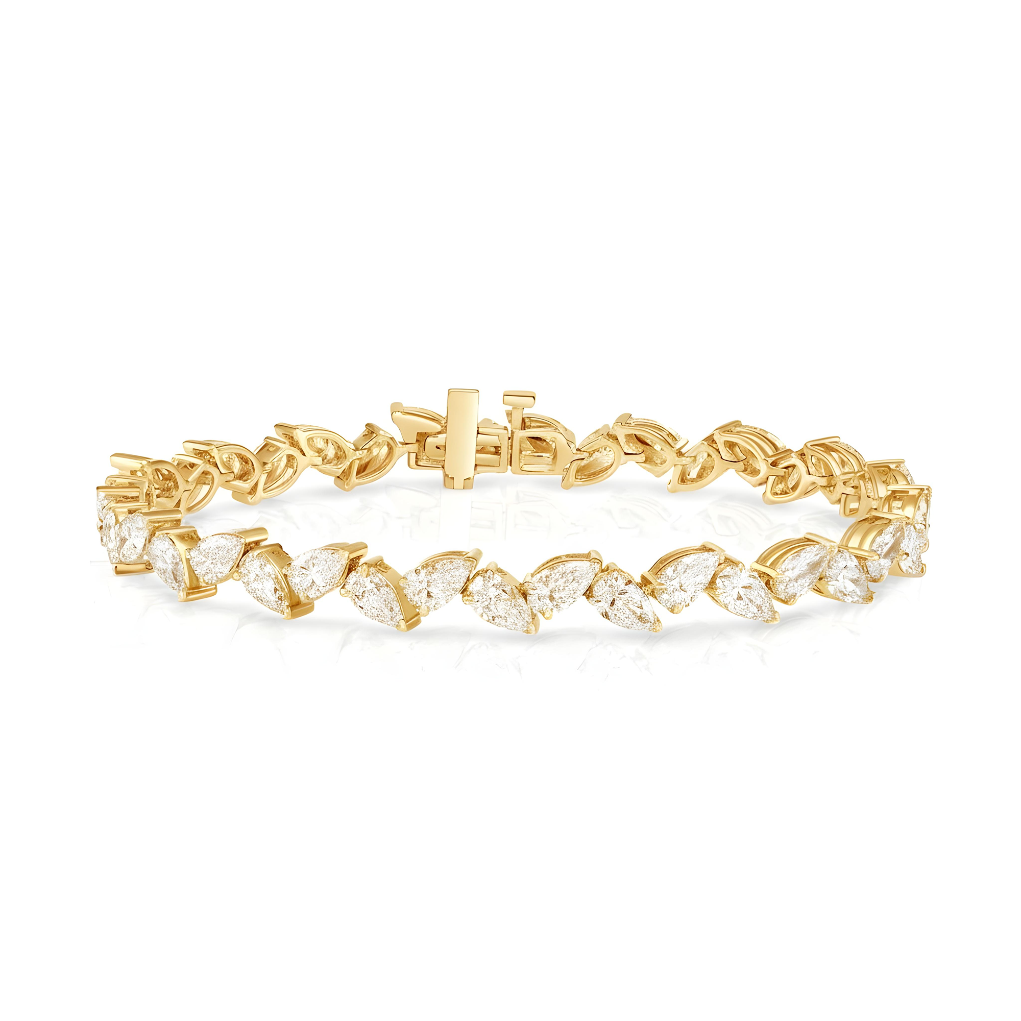 14K White Gold Pear Cut Diamond Bracelet 10.49ct