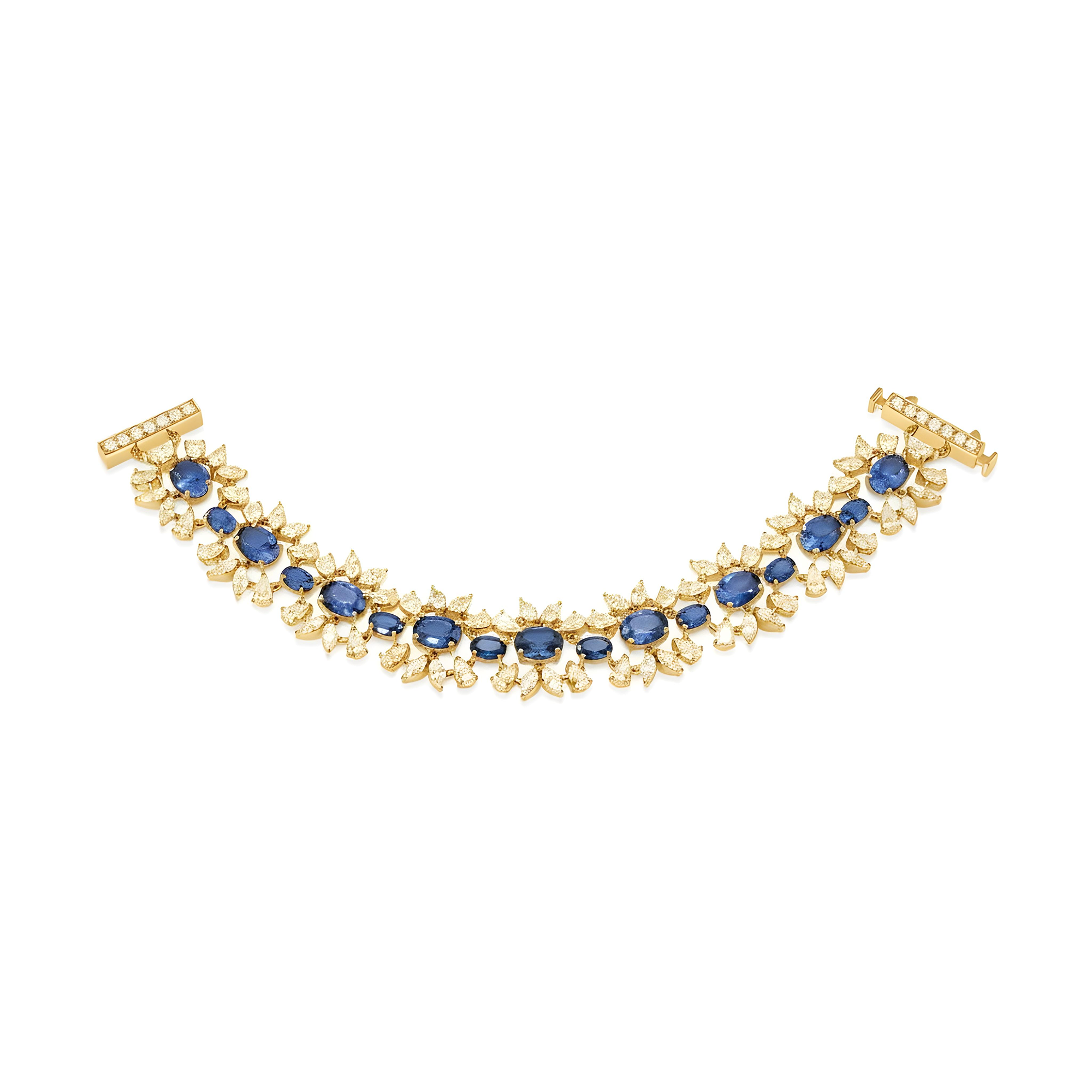 14K White Gold Sapphire & Diamond Bracelet 28.41ctw