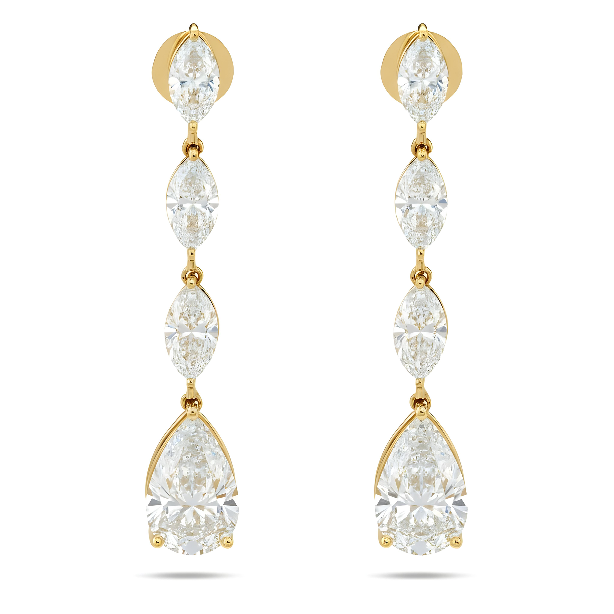 14K White Gold Marquise & Pear Cut Raindrop Earings 9.81ctw