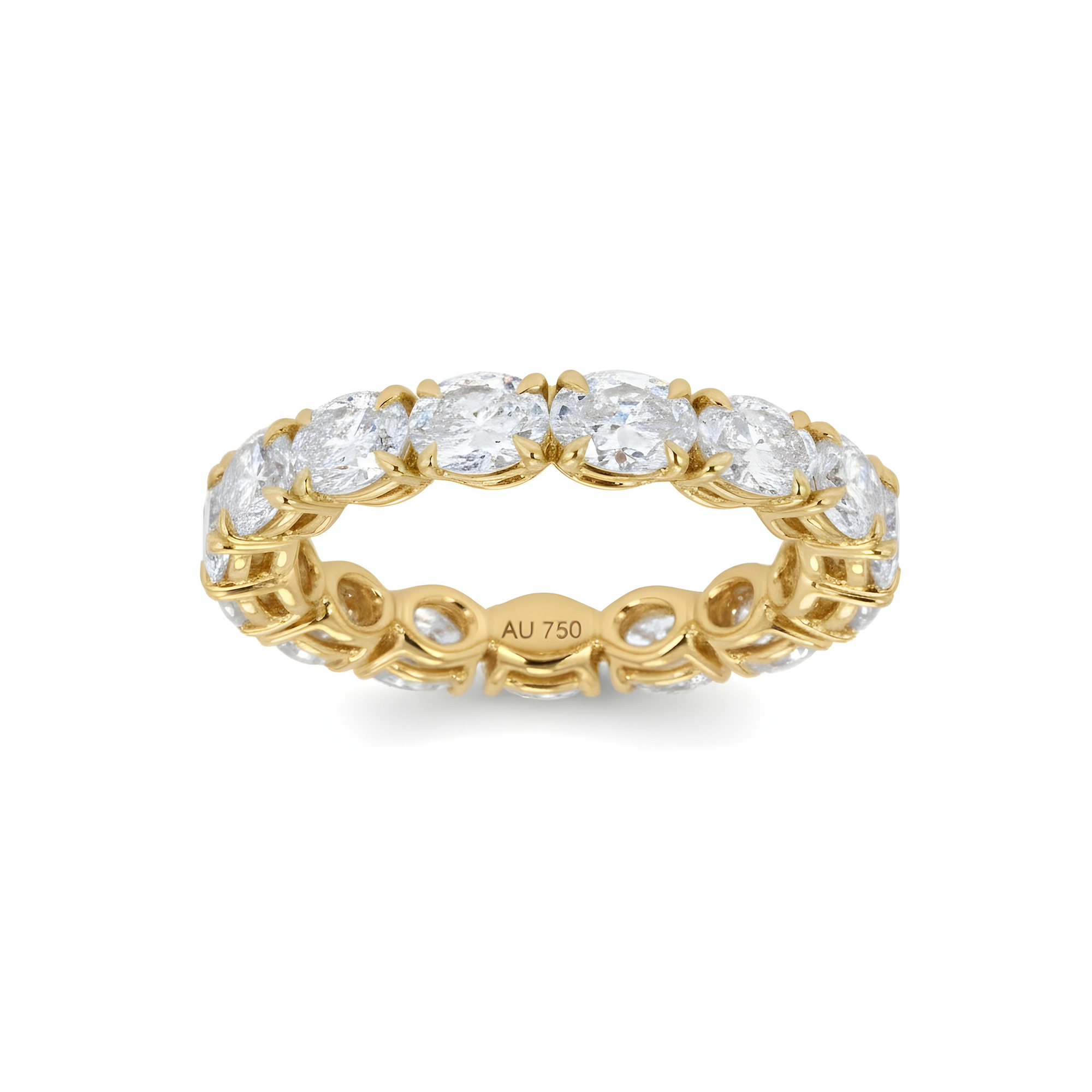 18K White Gold Horizonal Oval Diamond Eternity Ring 3.10ct (size 6.5-7.5)