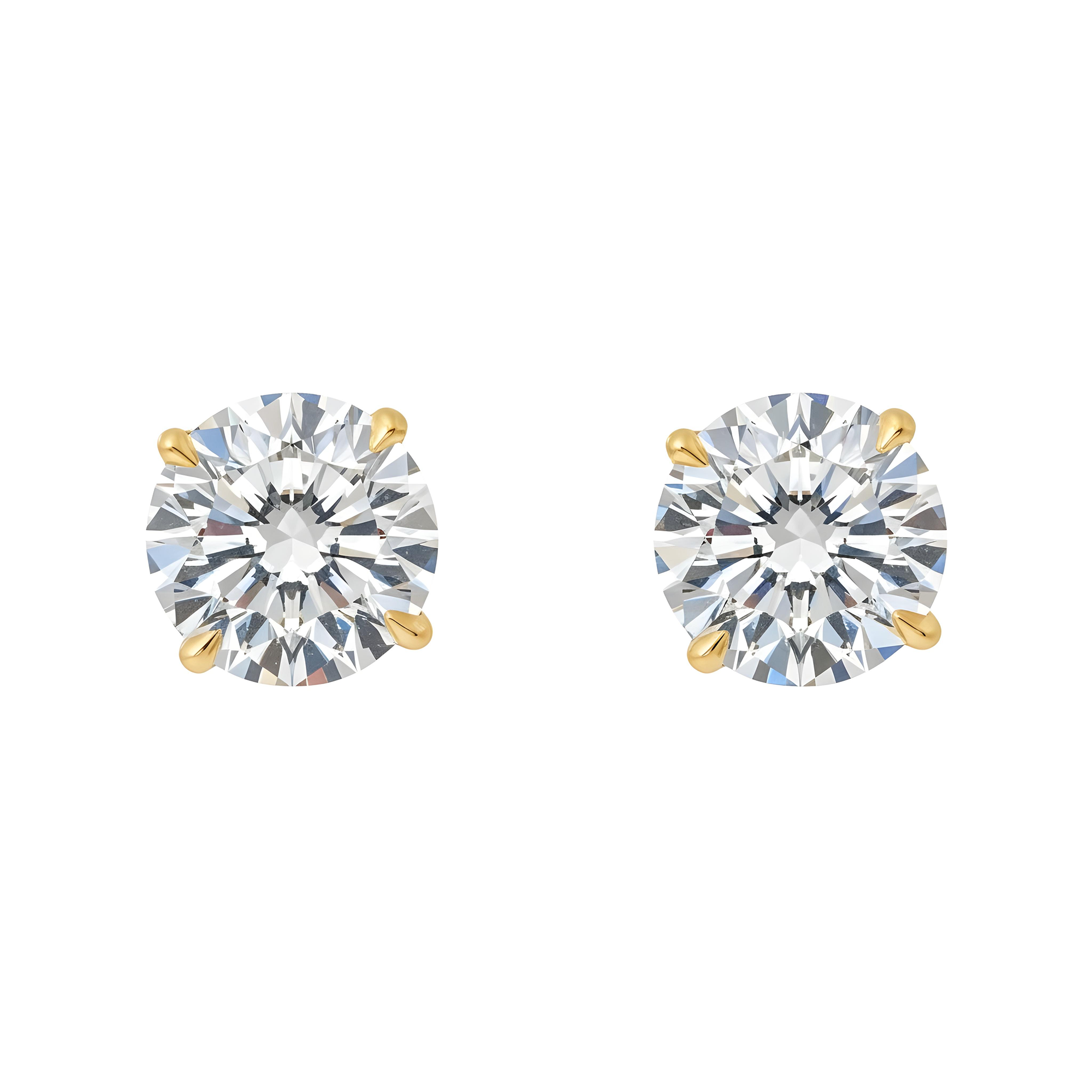 14K White Gold 3ct Each Solitaire Round Diamond Stud Earrings 6.10ctw