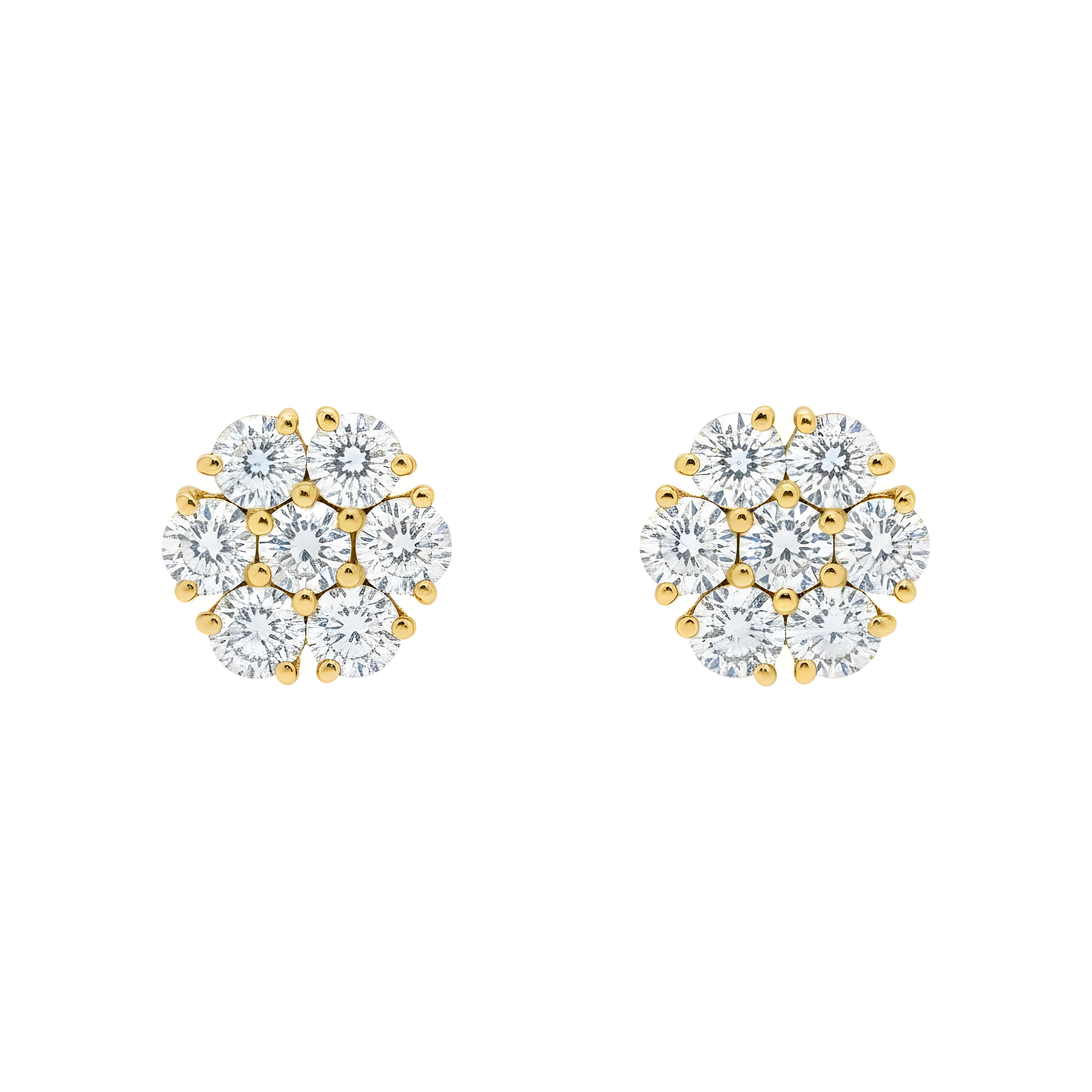 14K Rose Gold Round Diamond Cluster Stud Earrings 3.0ctw