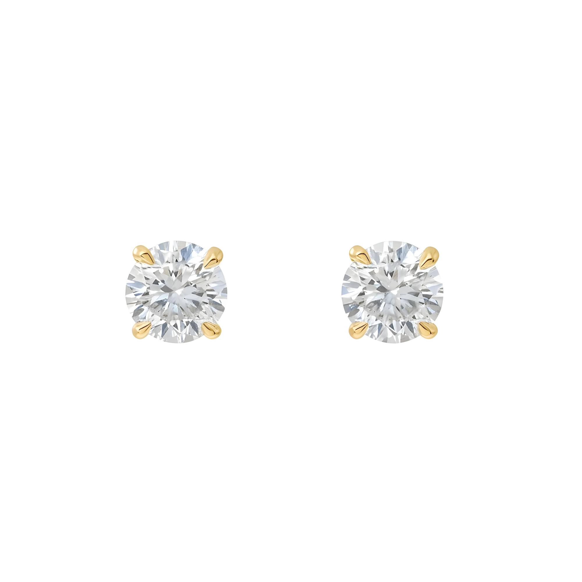 14K White Gold 1.53ct Each Solitaire Round Diamond Stud Earrings 3.06ctw