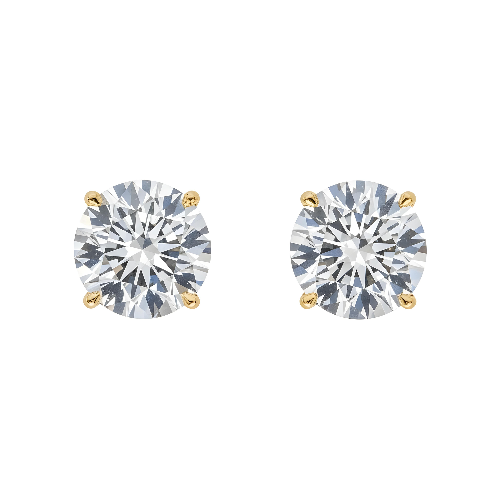 14K IGI Certified 4.10ct Each Solitaire Round Diamond Stud Earrings 8.20ctw