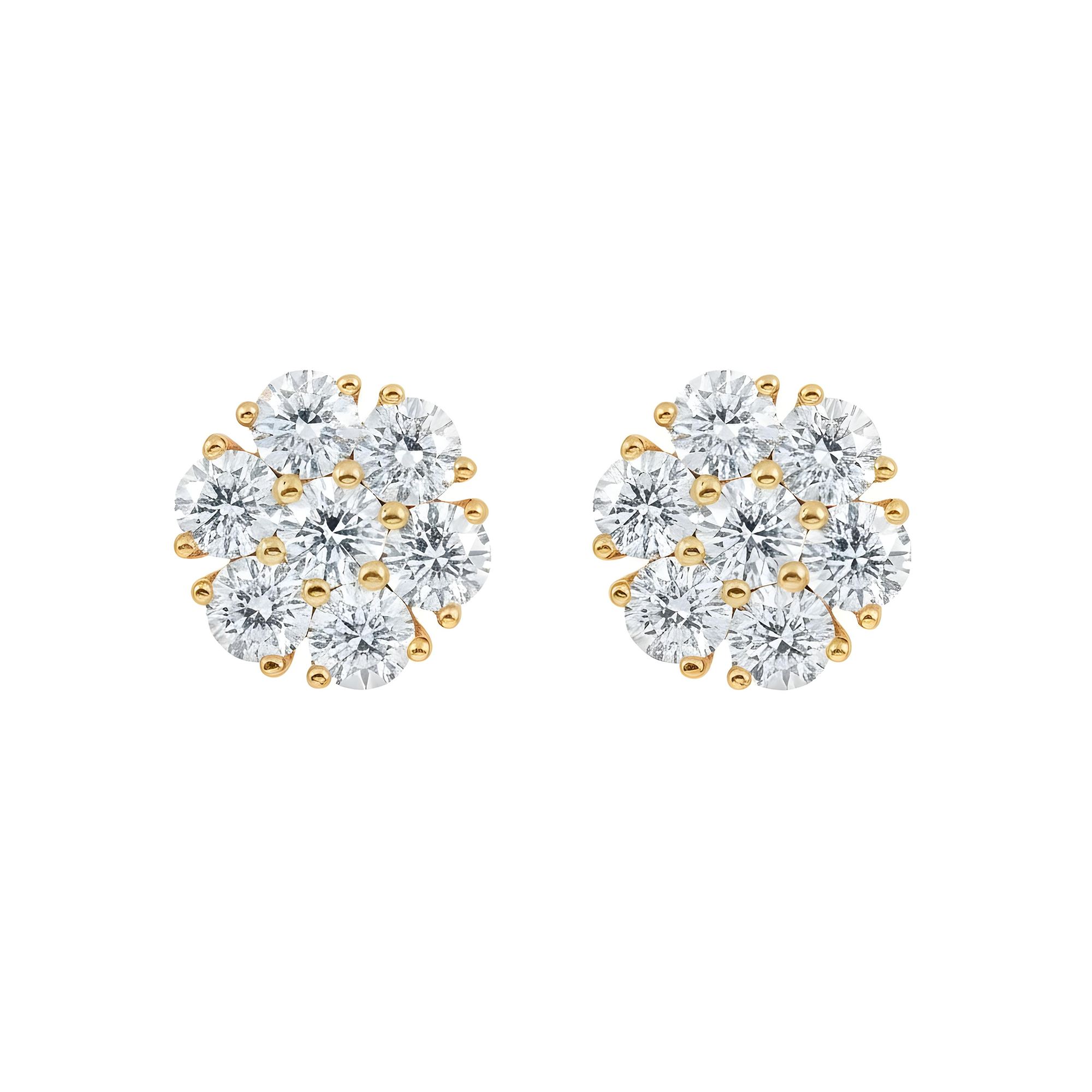14K White Gold Round Diamond Cluster Stud Earrings 3.55ctw