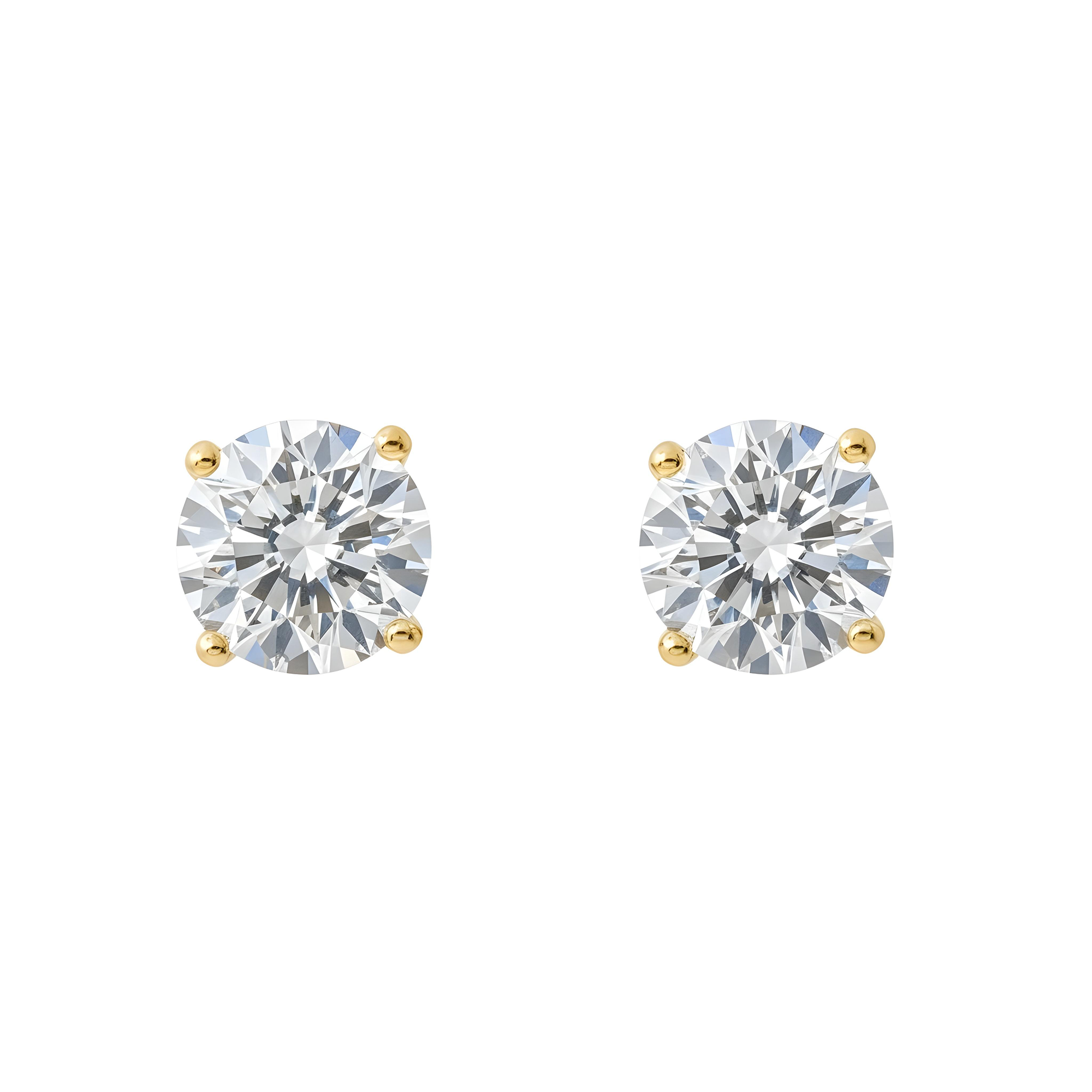 14K White Gold 2ct Each Solitaire Round Diamond Stud Earrings 4.35ctw