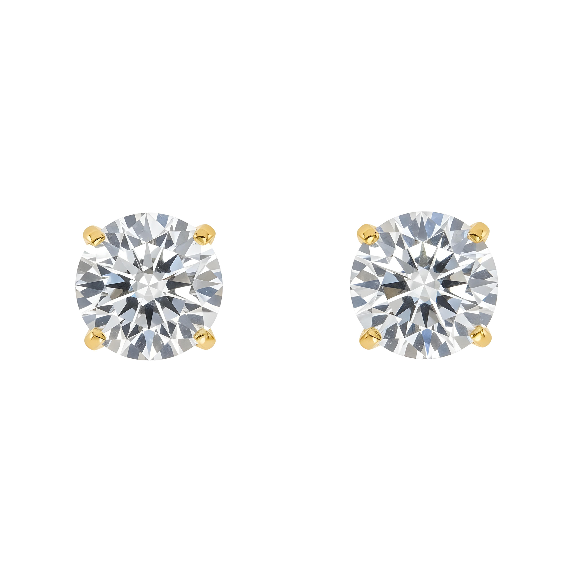 14K IGI Certified 5ct Each Solitaire Round Diamond Stud Earrings 10.12ctw