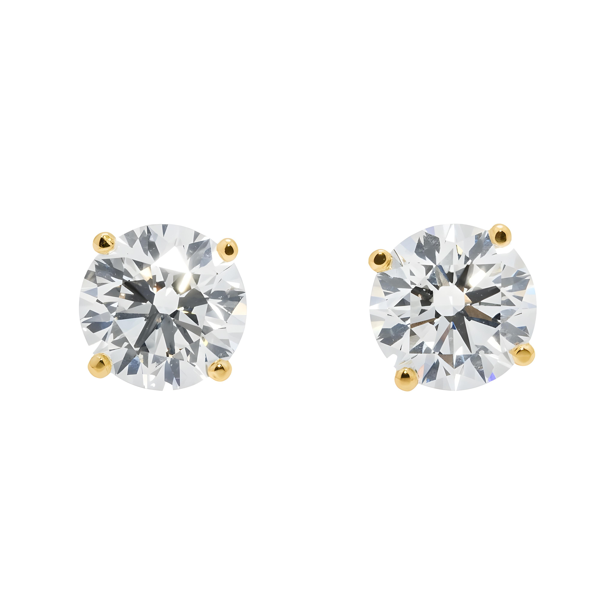 IGI 14K White Gold 2.0ct Each Soliaitre Round Diamond Stud Earrings 4.07ctw