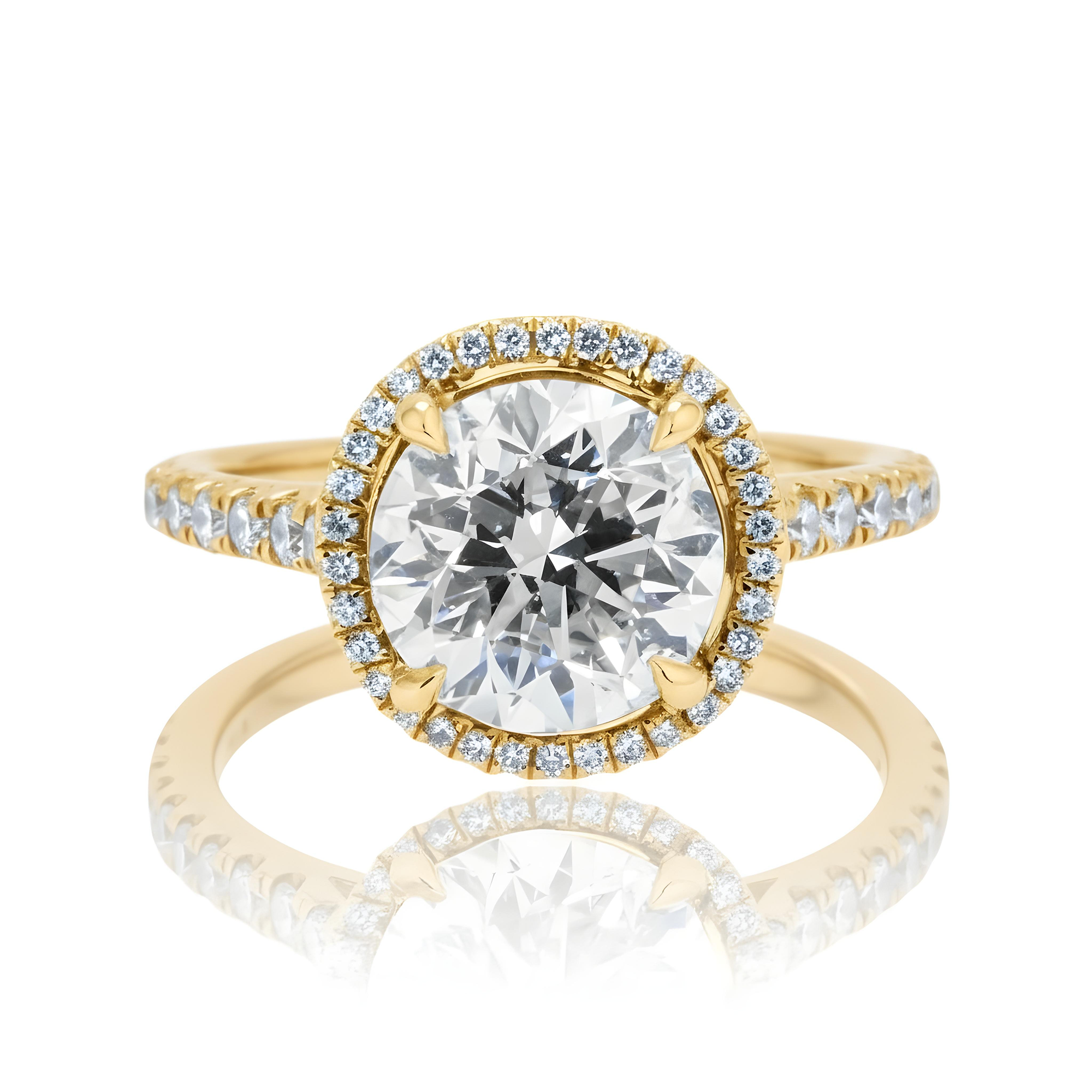 14K White Gold 3.26ctw Round Diamond Engagement Ring 3.96ctw