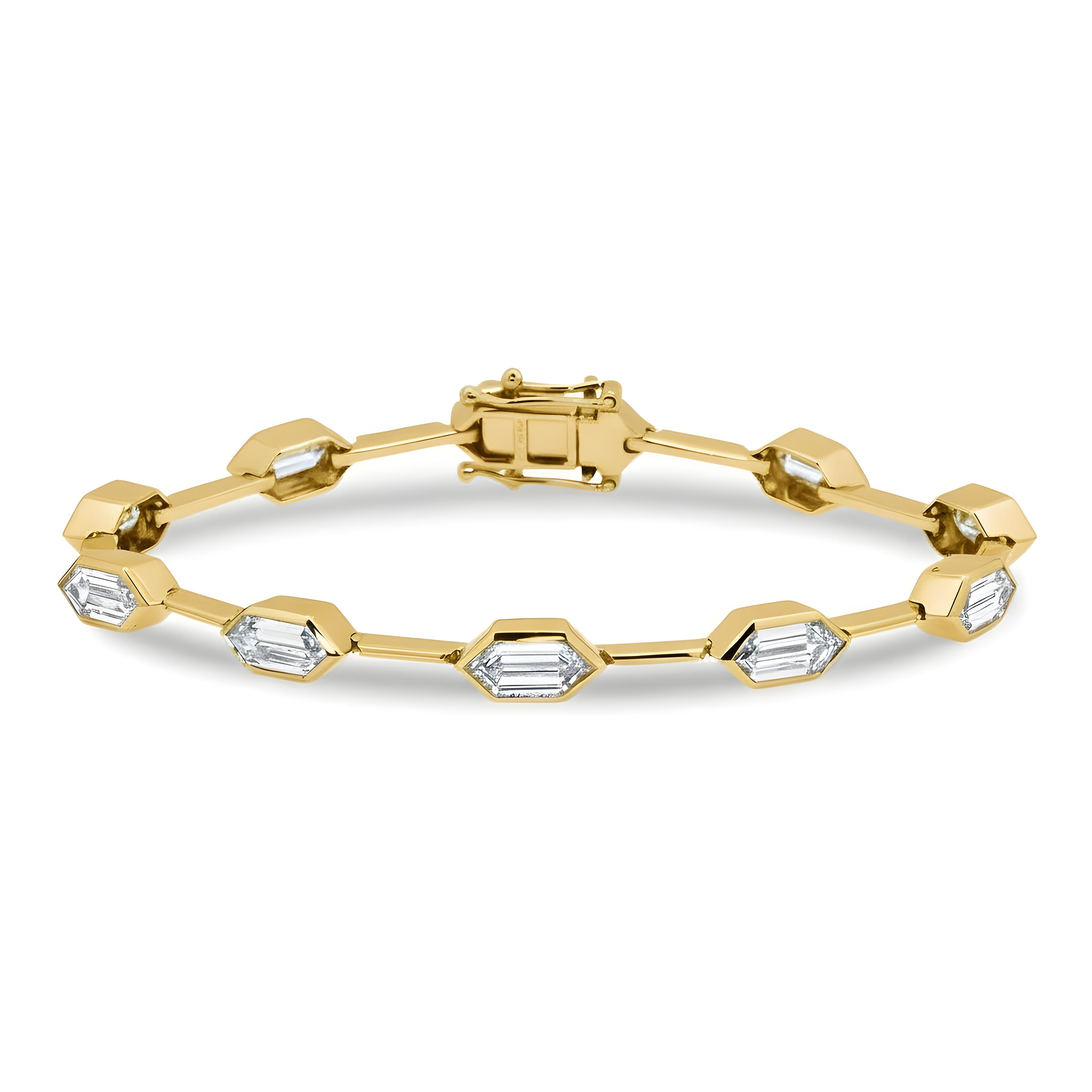 Platinum Hexagon Cut Diamond Satellite Bracelet 10.92ct
