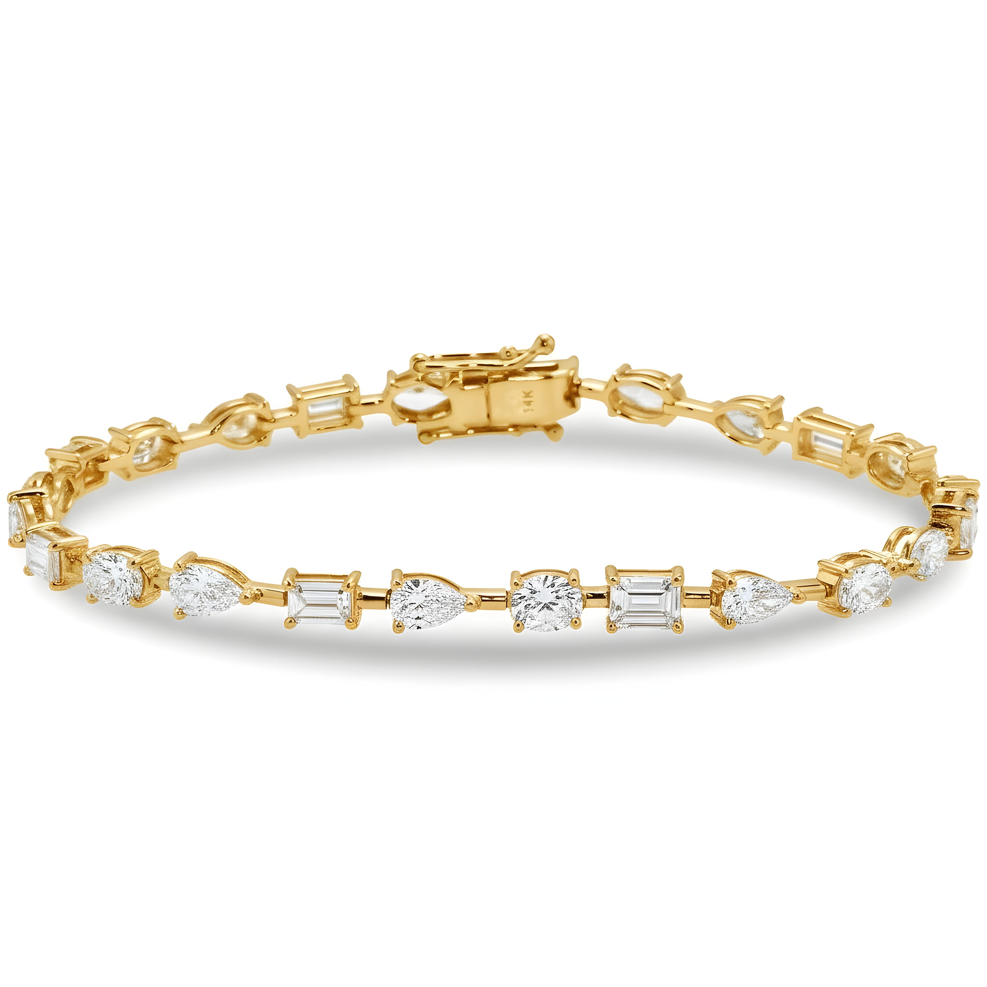 14K White Gold Multi Cut Diamond Satellite Bracelet 7.42ct