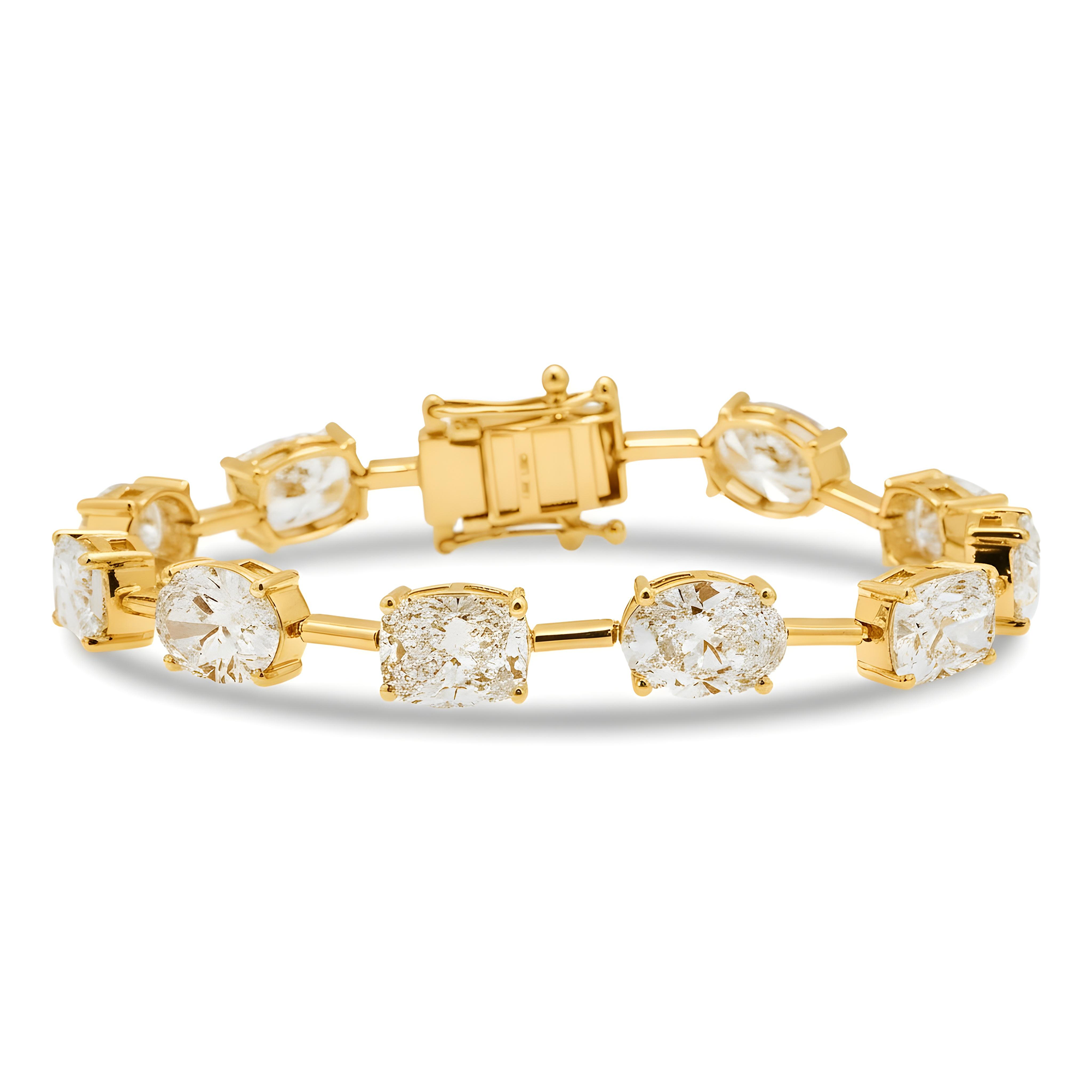 IGI 14K White Gold Oval & Cushion Cut Diamond Satellite Bracelet 34.20ct