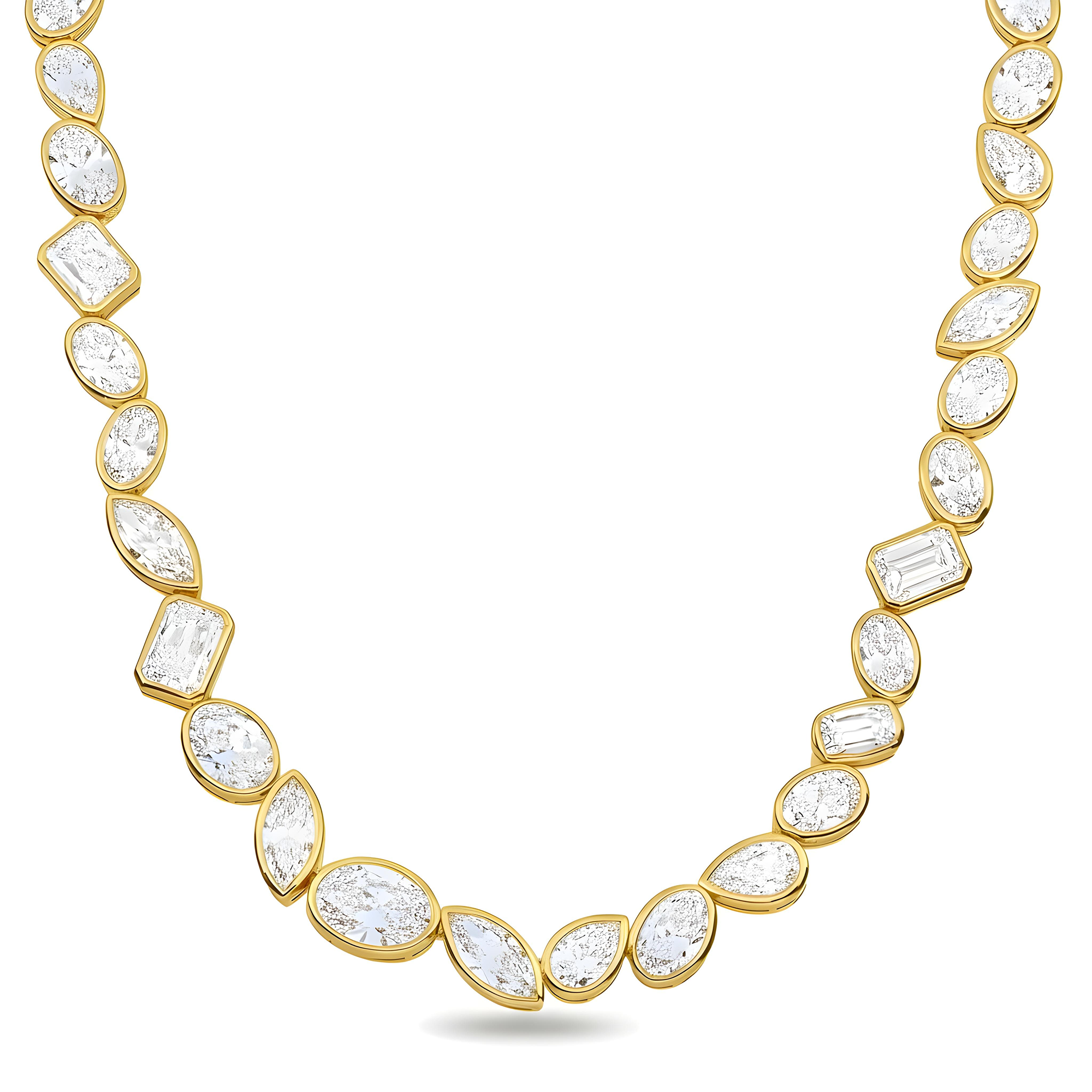 Platinum Bezel Set Multi Cut Diamond Chain 90.40ct