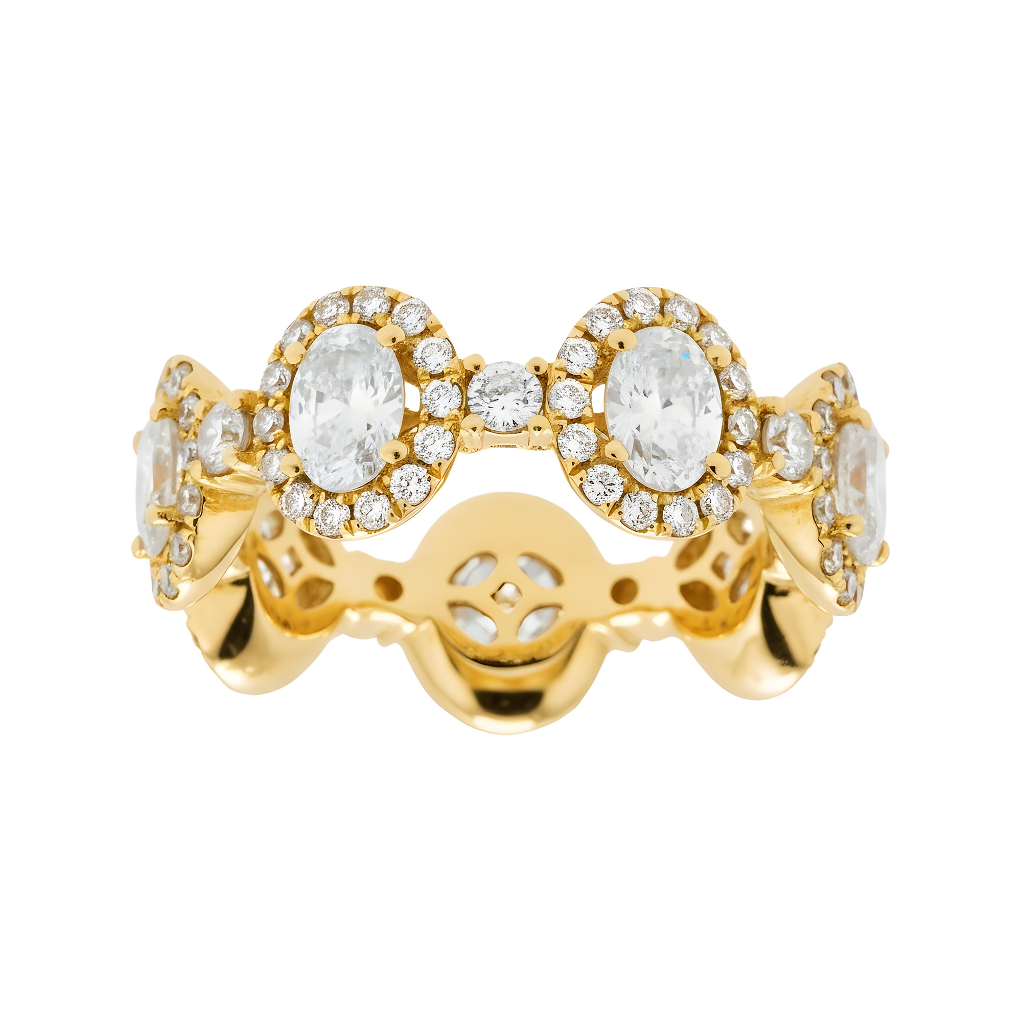 18K White Gold Oval & Round Diamond Satellite Eternity Ring 2.72ct