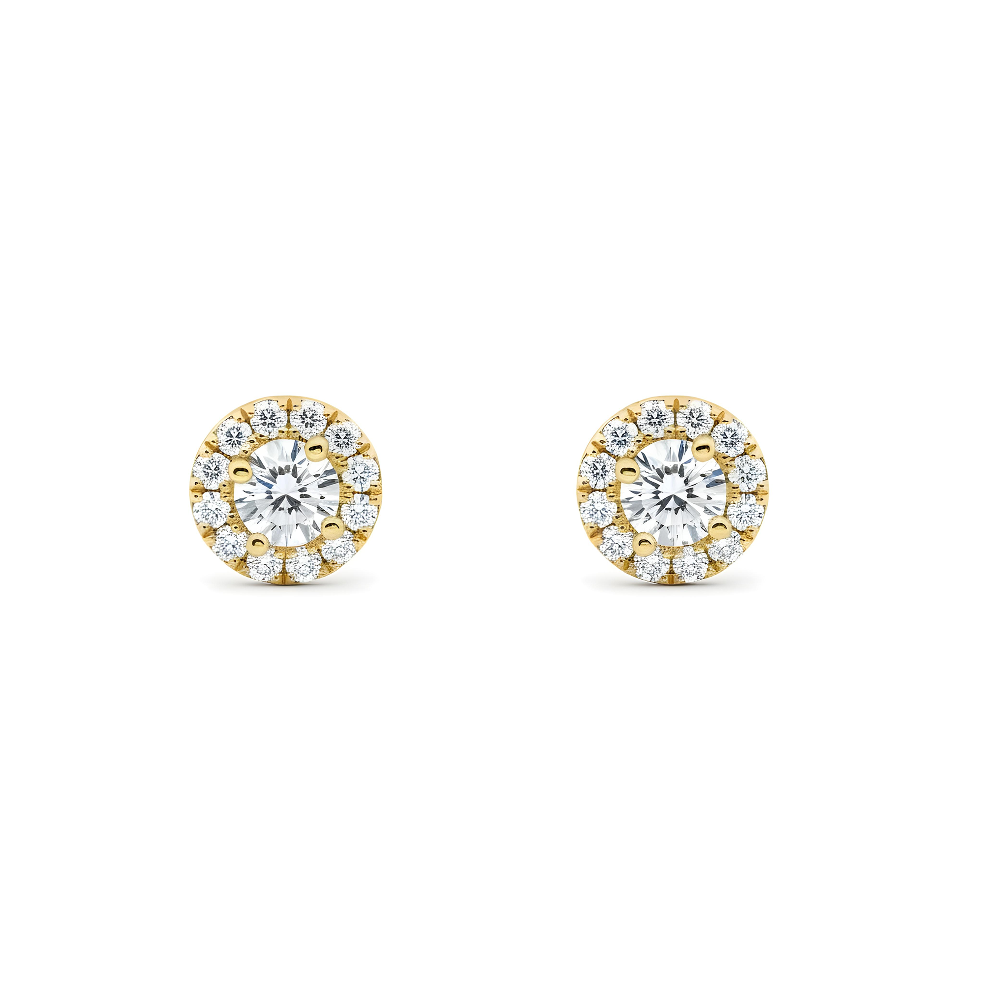 18K White Gold Round Diamond Halo Stud Earrings 1.35ctw
