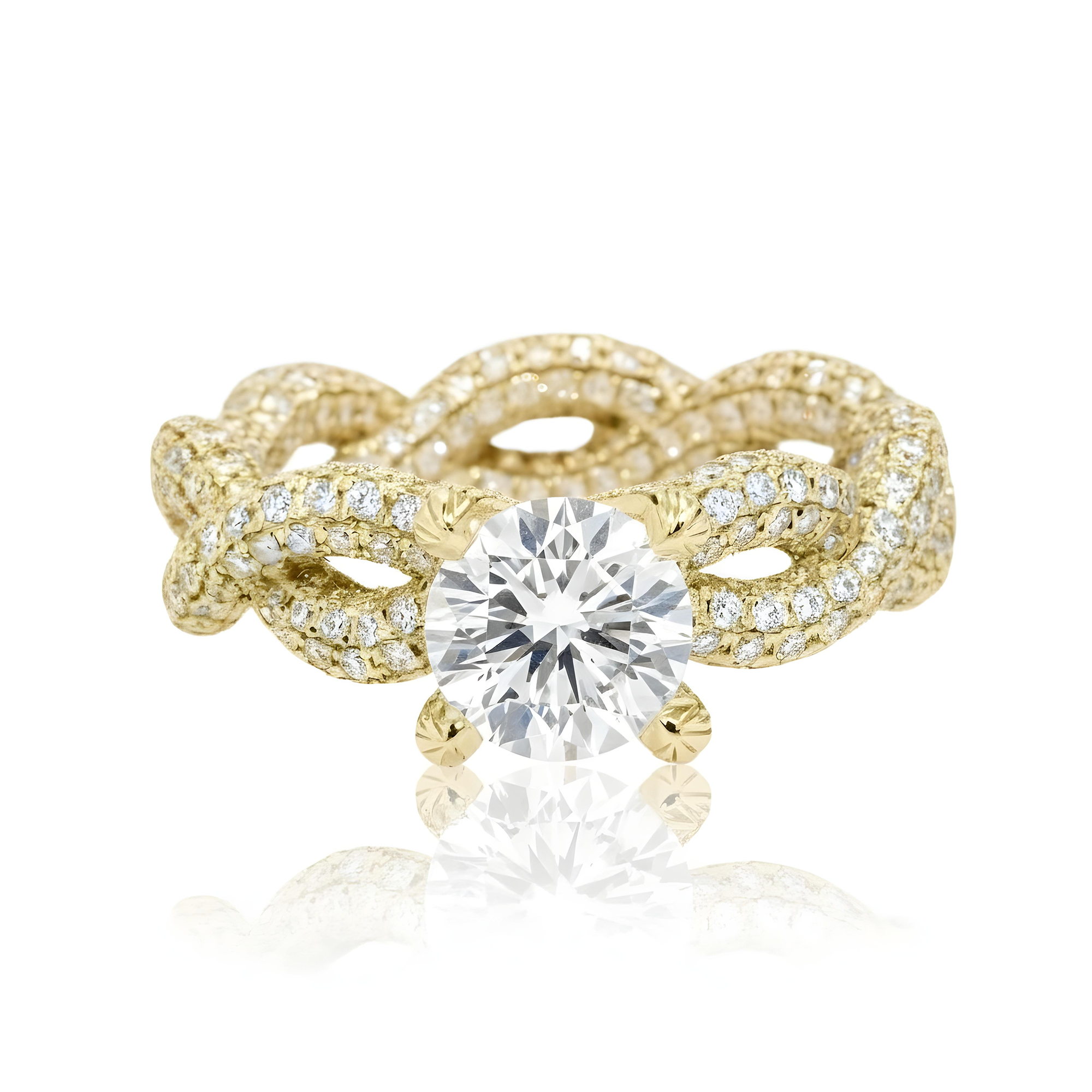 GIA 18K White Gold 1.50ct Round Diamond Infinity Twist Engagement Ring 4.73ctw